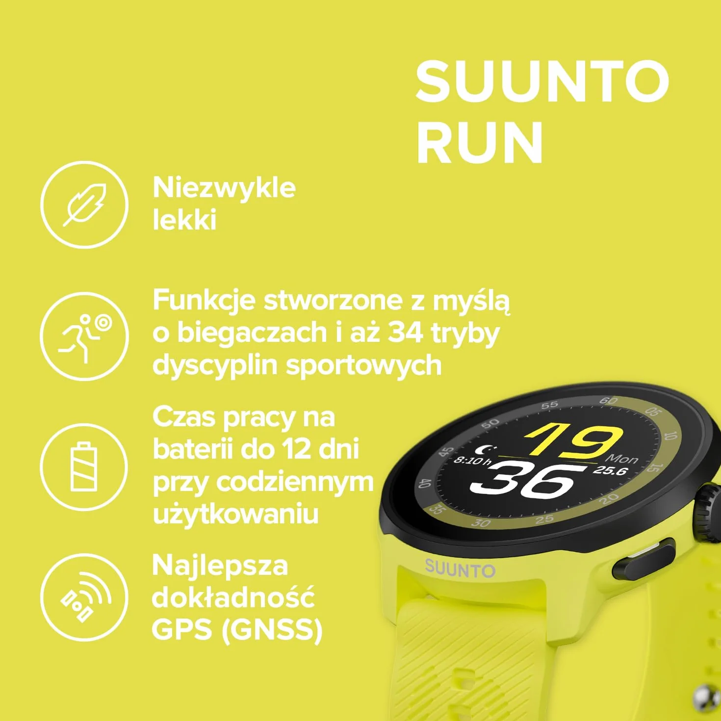 SUUNTO Run Zegarek GPS do biegania, lekki z 4 GB muzyką offline | Podwójne pasmo GNSS, 12 dni pracy na baterii, ponad 34 tryby sportowe, monitorowanie dziennej aktywności i regeneracji