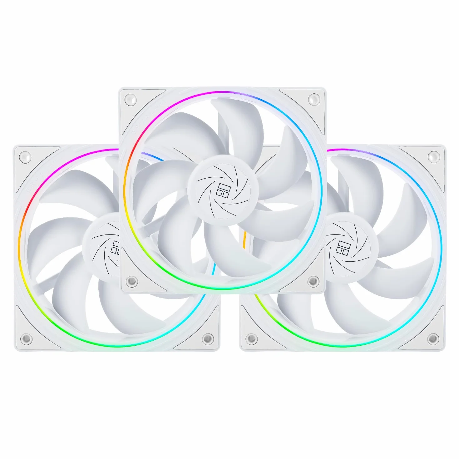 THERMALRIGHT Wentylator chłodzący CPU TL-S12W PWM do obudowy, efekt świetlny z delikatną ramką, 4-pinowe złącze PWM do komputera z ramką ARGB, prędkość 1500 obr./min (120 mm, 3 wentylatory)
