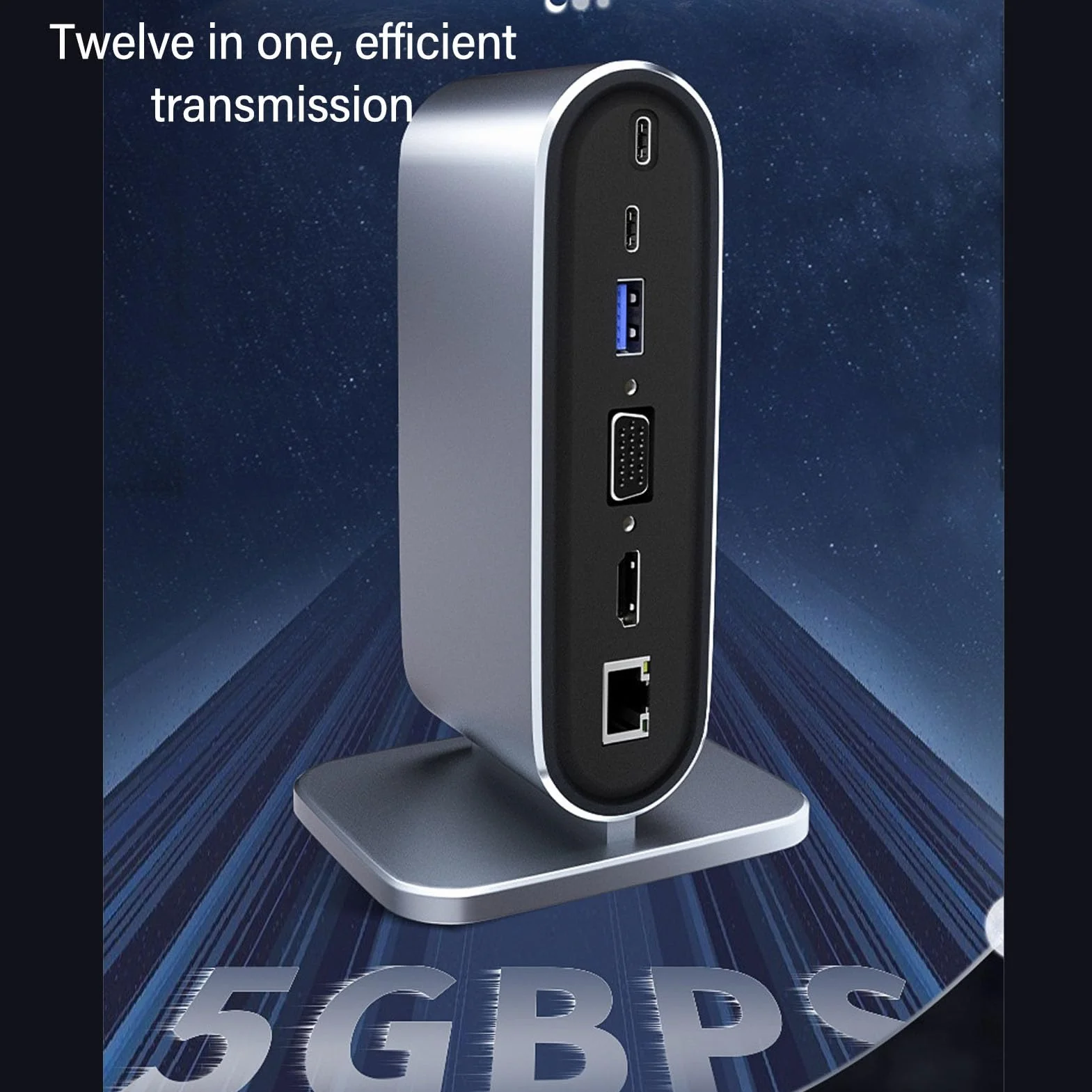 Stacja Dokująca USB C 12 w 1 dla MacBookPro, Interfejs Multimedialny 4K HD, Szybkie ładowanie 10 Gb/s, Stop Aluminium