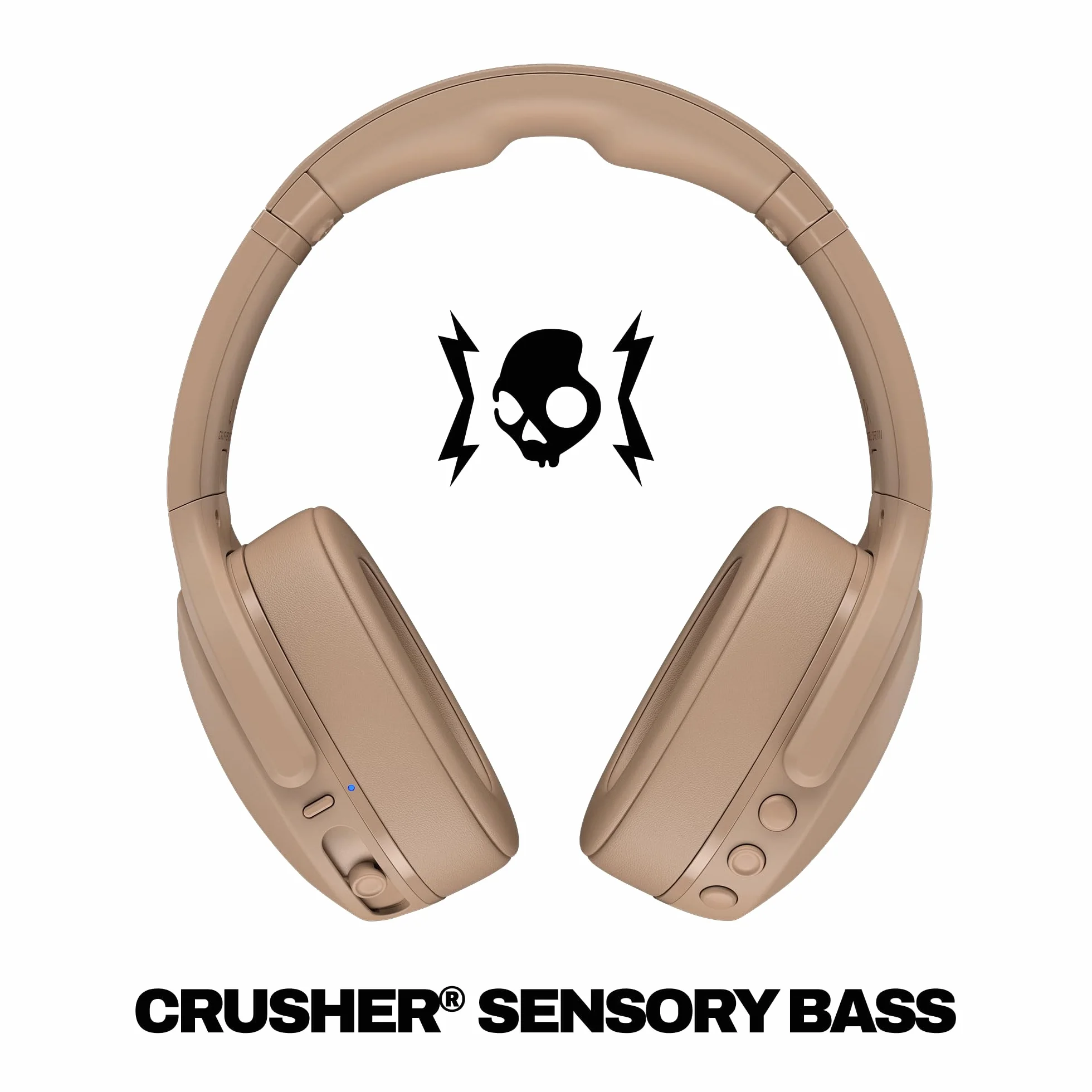 Skullcandy Crusher Evo Bezprzewodowe Słuchawki Nauszne z Regulowanym Basem Sensorycznym, 40 godz. Słuchania, Mikrofon, Obsługa iPhone’a, Androida i urządzeń Bluetooth – Beige
