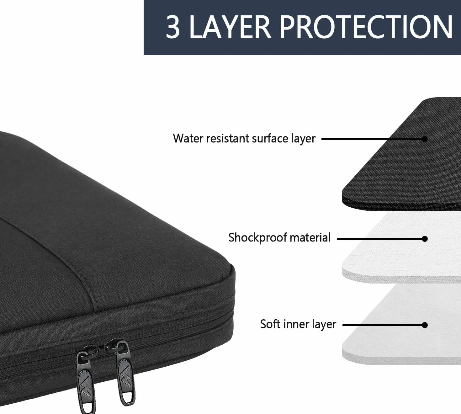 MATEIN Etui na laptopa, wodoszczelna torba na laptopa, etui ochronne z uchwytem, etui na laptopa, 17,3 cala, czarny