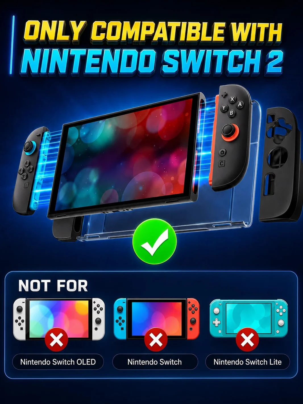 iVoler 5-w-1 Magnetyczne etui na Nintendo Switch 2 (2025), w pełni DOCKABLE, Split-Design, Full Protection Ergonomiczna Odporna na zarysowania TPU i folia ze szkła hartowanego