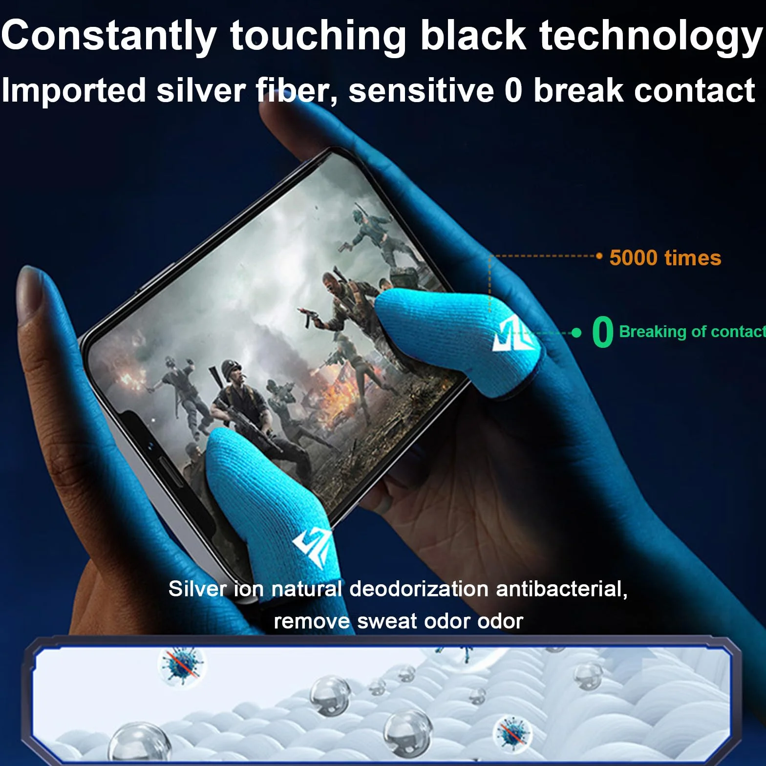 Gaming Finger Sleeves Sleeves 4 sztuki, z metalowym pudełkiem, odporne na pot i ultra wrażliwe osłony na kciuk z włókna szklanego, srebrnego włókna, oddychające rękawiczki do gier i kontrolerów