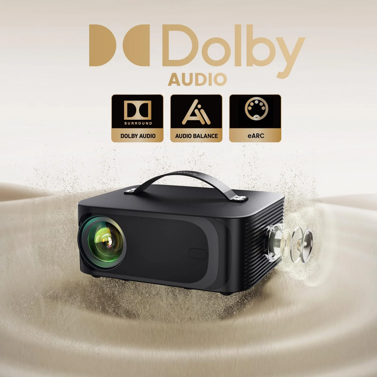 Projektor 4K【800+Oficjalna aplikacja/Dolby Audio】 Projektor wideo 1080P, skupienie elektryczne i 4D/4P Keystone i CEC, WiFi6 Bluetooth 5.4 ONOAYO Retroprojektor kinowy, Mistrzostwa Świata, czarna