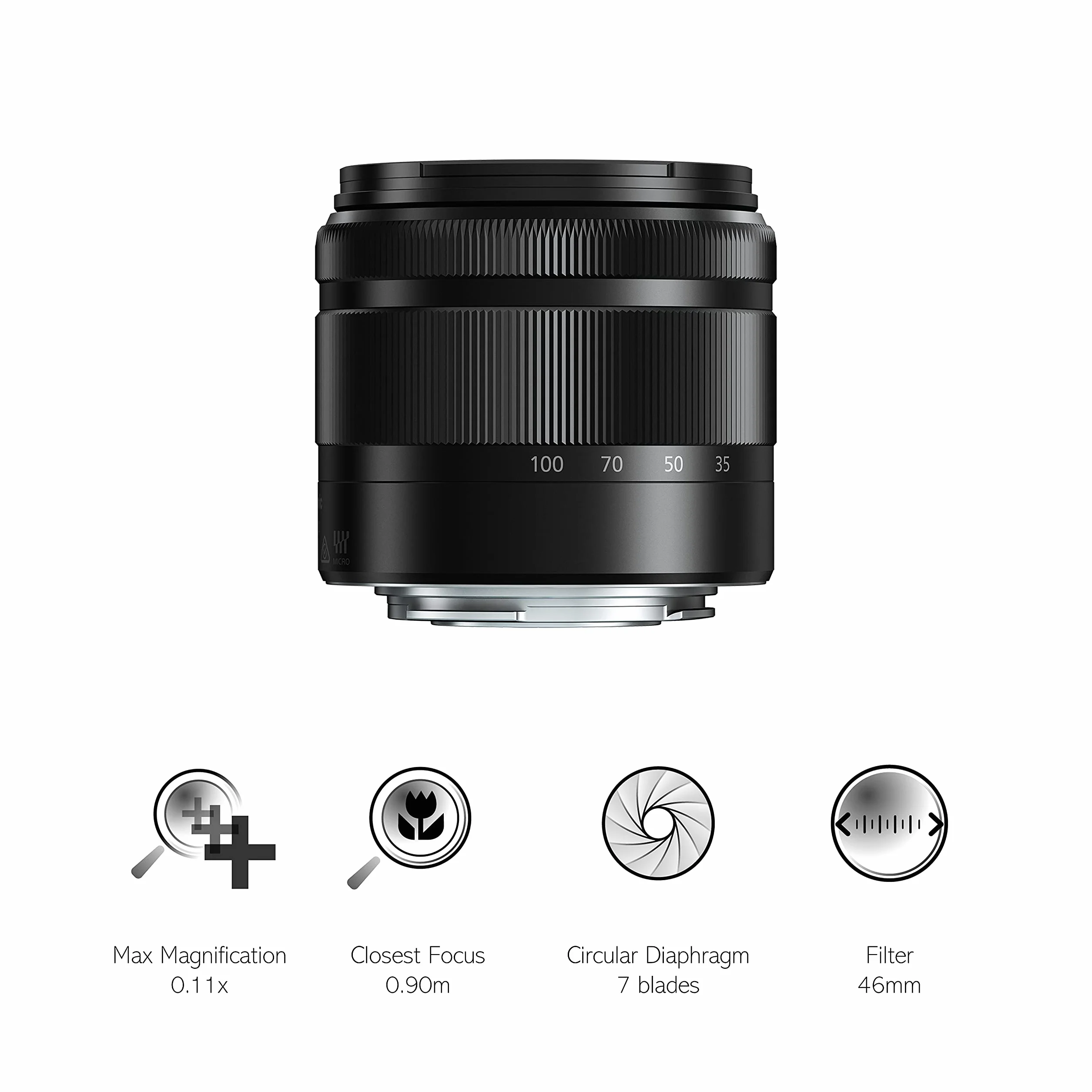 Panasonic H-FS35100 LUMIX G VARIO teleobiektyw (ogniskowa 35-100mm/70-200mm, przysłona F4.0(Wide) - F5.6(Tele), filtr φ46mm/1,8", micro 4/3), czarny