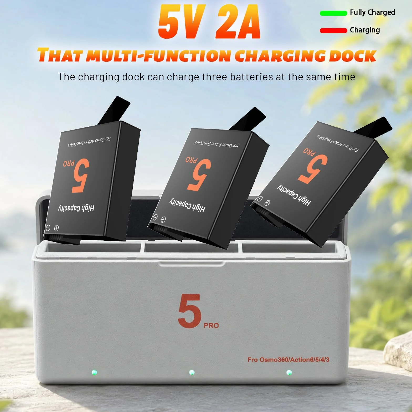 Zestaw 3 baterii Action 6 + 3-portowa ładowarka, kompatybilna z kamerą DJI Osmo 360/Action 6 Action 5 Pro/Action 4/Action 3