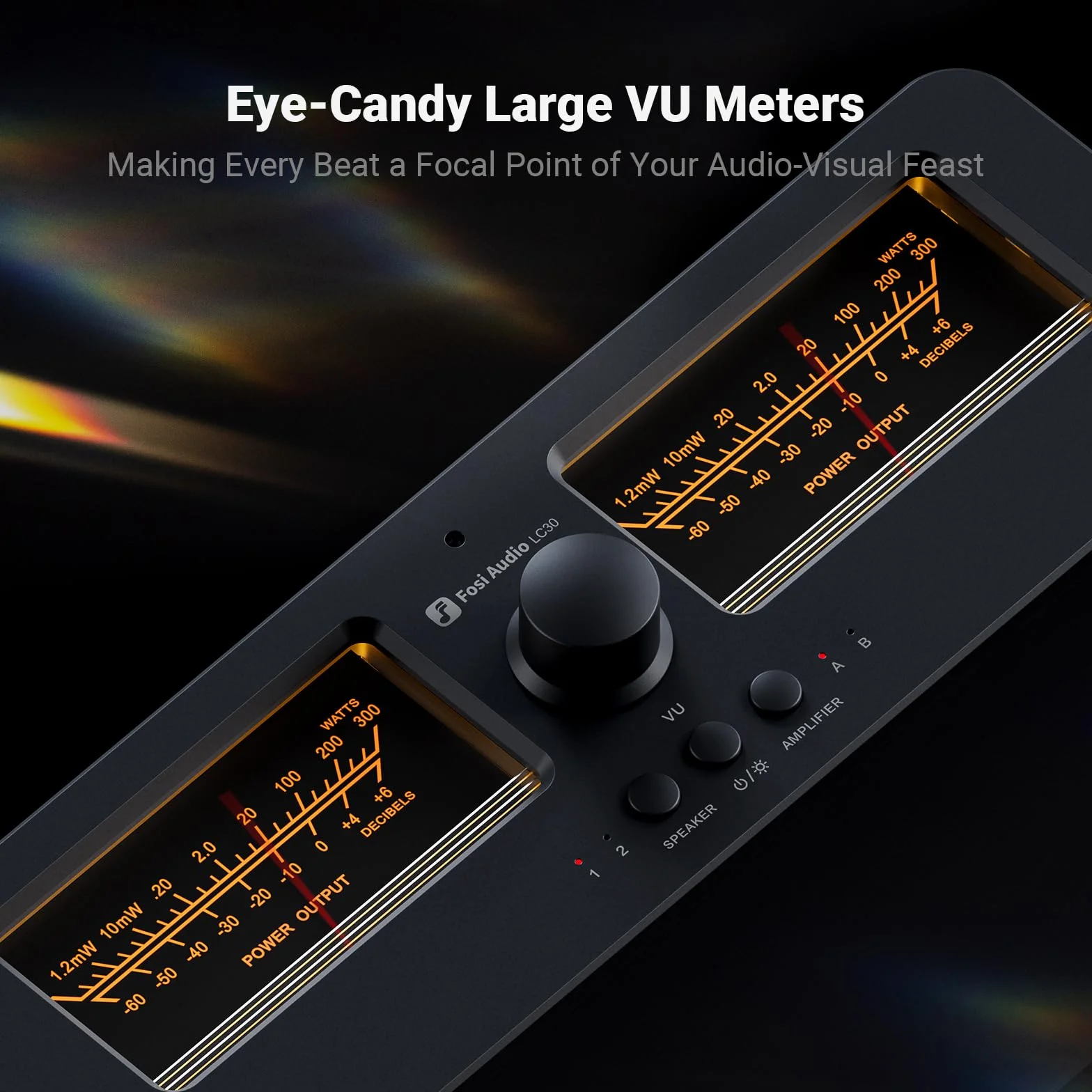 Fosi Audio LC30 czarny podwójny miernik VU Audio Visualizer, przełącznik 2 wejścia 2 wyjścia vintage do wzmacniaczy stereo o dużej mocy, komponent do kina domowego, pilot zdalnego sterowania