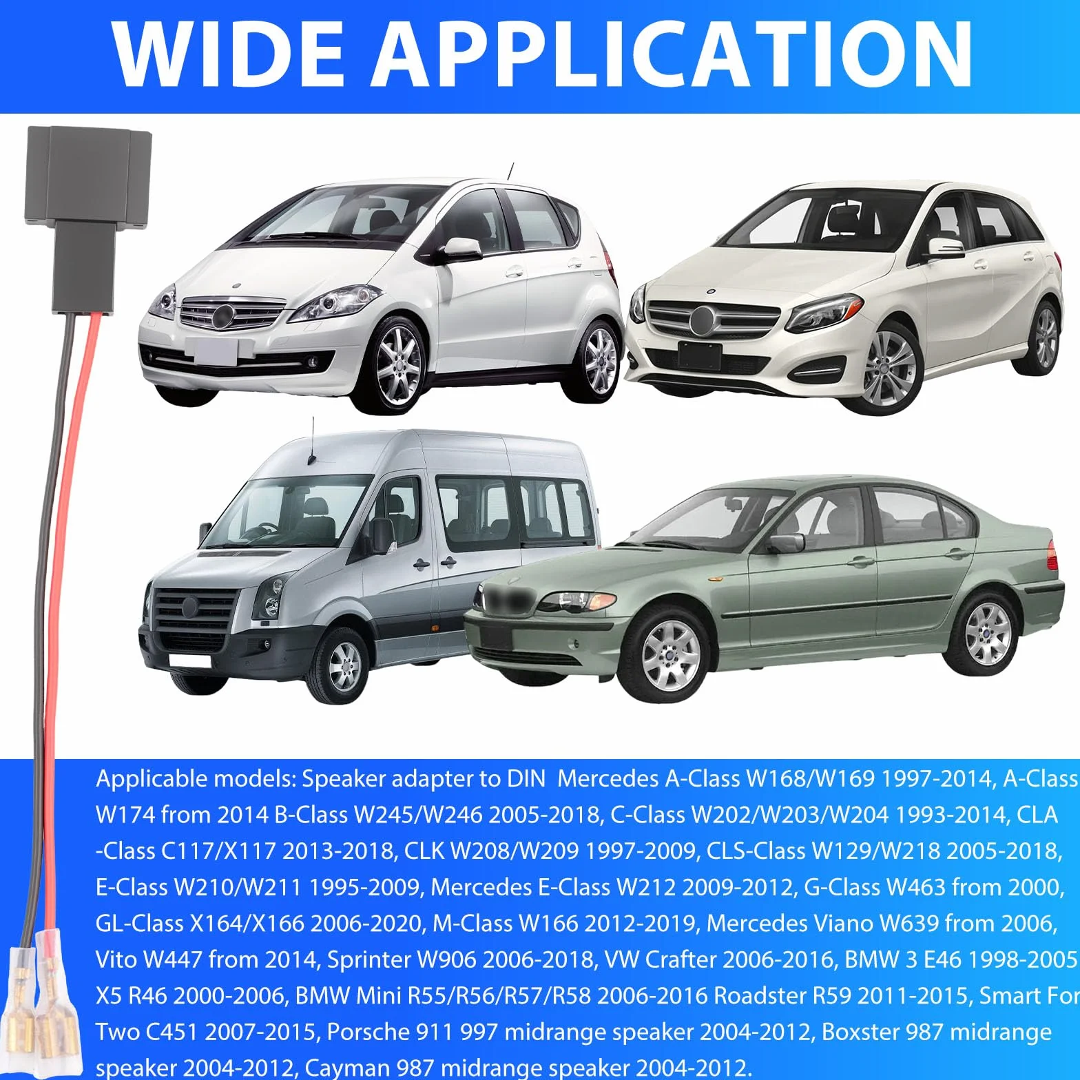 4 adaptery do głośników samochodowych DIN kompatybilne z Mercedes A/B/C/E/G/M klasa VW Crafter BMW Smart Porsche 911 997 Cayman radio samochodowe adapter samochodowy zestaw adapterów głośników