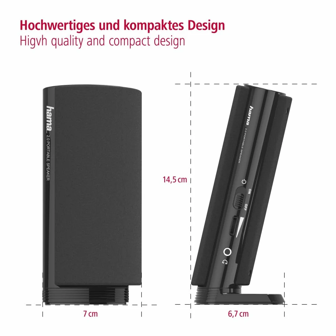 Hama Głośniki multimedialne E 80 aktywne głośniki PC 2,5 W jack 3,5 mm USB czarne