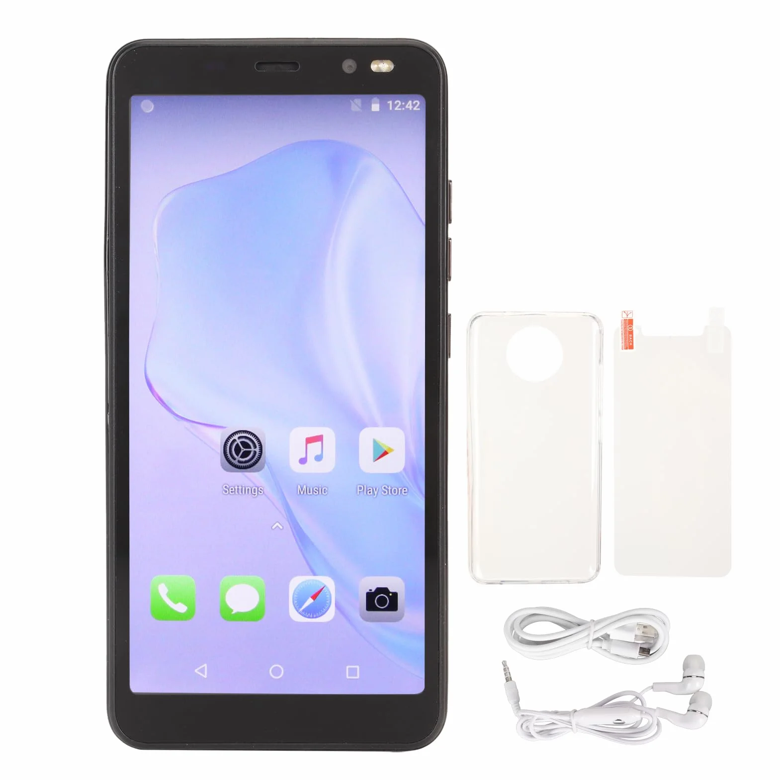 Telefon Komórkowy, Aparat 5 MP 8 MP, Smartfon, Wielofunkcyjna Bateria 4800 MAh do Podróży (Czarny)