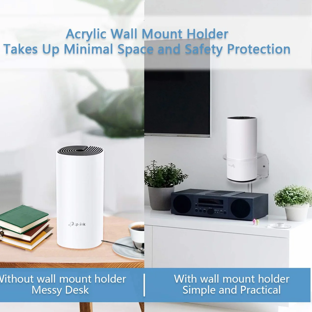 HOLACA Uchwyt ścienny do systemu WiFi TP-Link Deco M4/E4/S4/S7/P9 Whole Home Mesh WiFi, uchwyt do zarządzania przewodami do Deco M4 bez niechlujnych przewodów, solidny uchwyt do montażu ściennego Deco