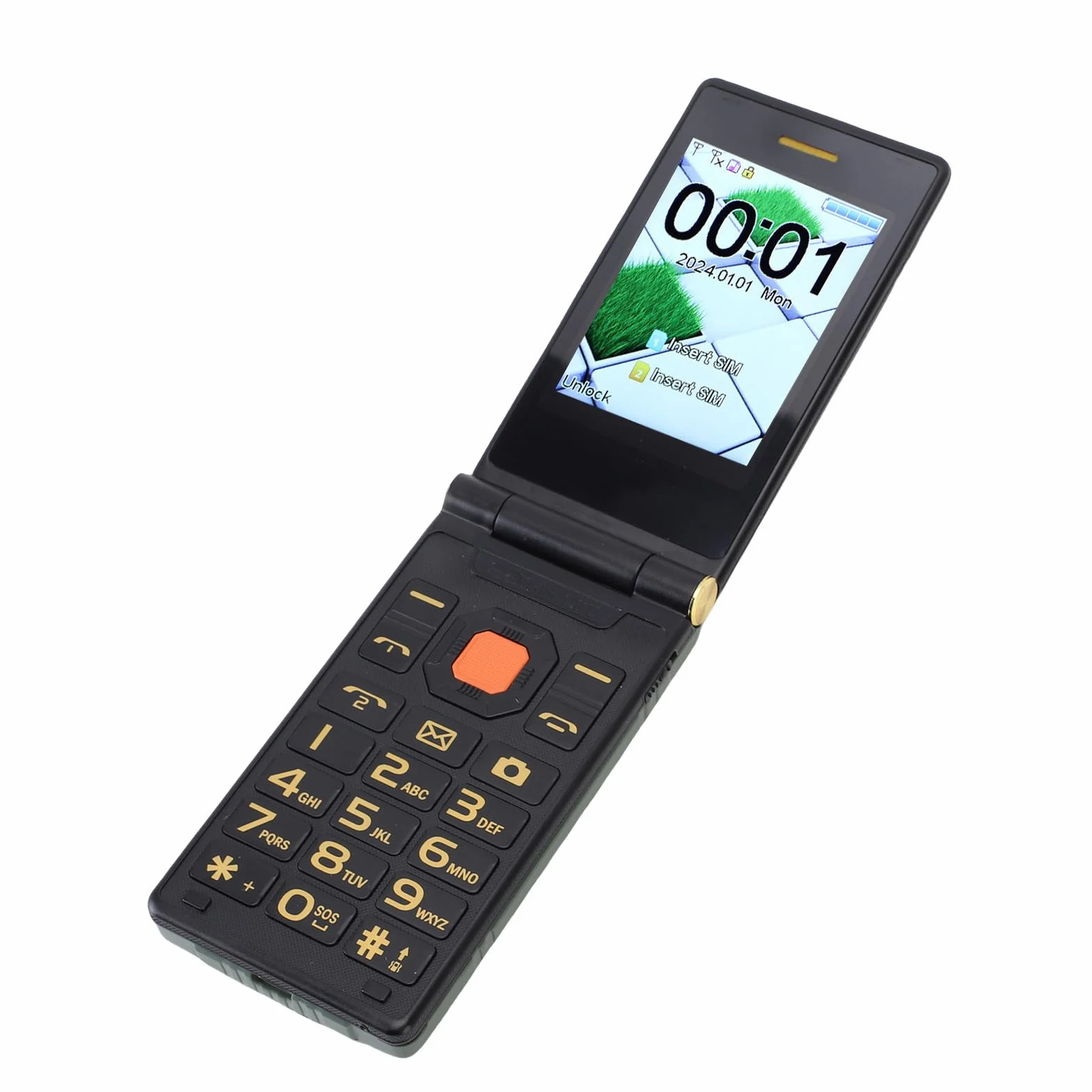 Sxhlseller 2G Flip Telefon z Podwójnymi Ekranami, baterią 4800 MAh, podwójną kartą SIM, Asystent Wybierania Głosu, Szybkie Wybieranie, głośność, Duże Ikony, dla Seniorów i Podstawowe Użycie (GREEN)