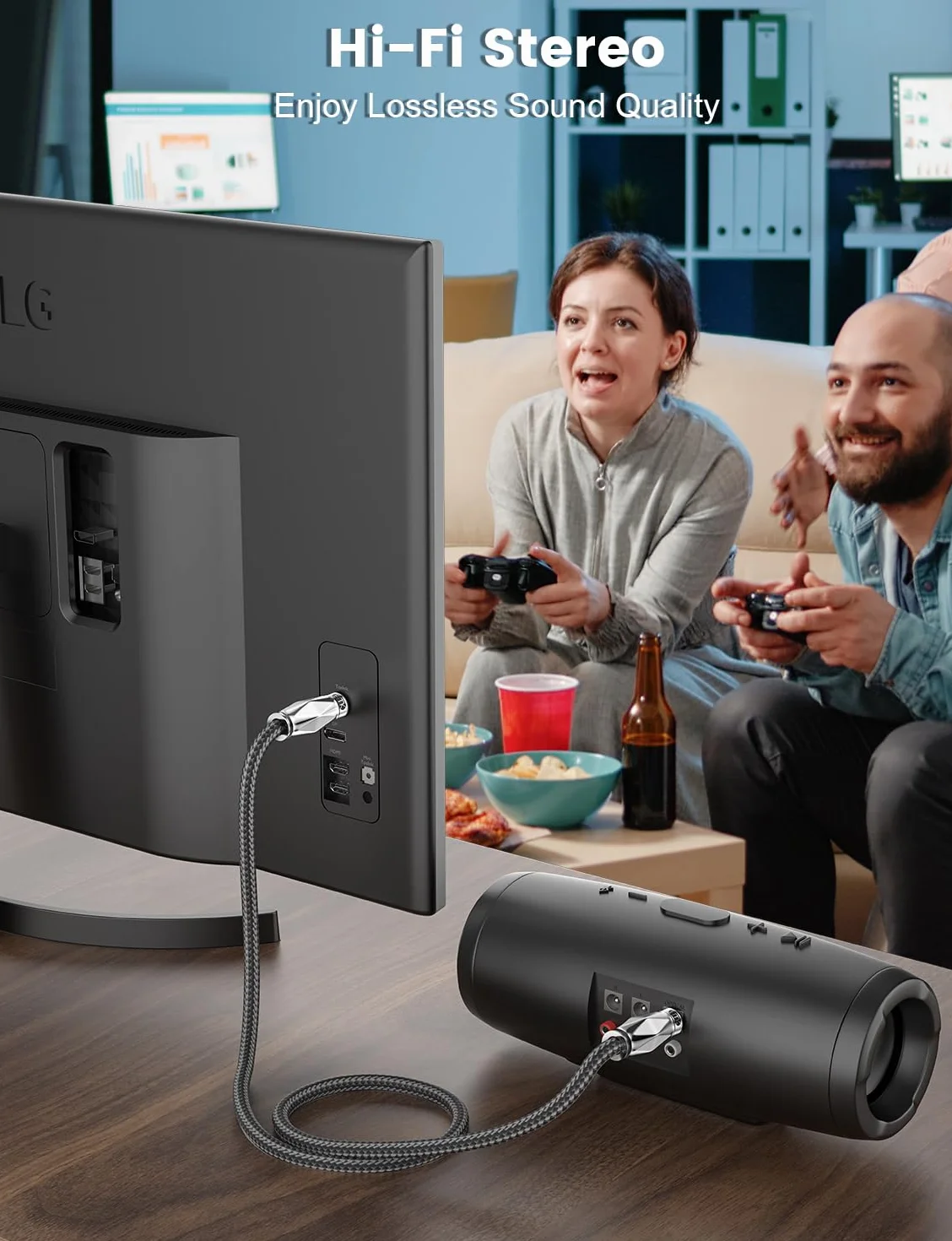 EMK Optyczny kabel audio, kabel Toslink Spdif, kabel światłowodowy, cyfrowy kabel audio out, do zestawu stereo, soundbaru, kina domowego, PS4 (6 metrów)