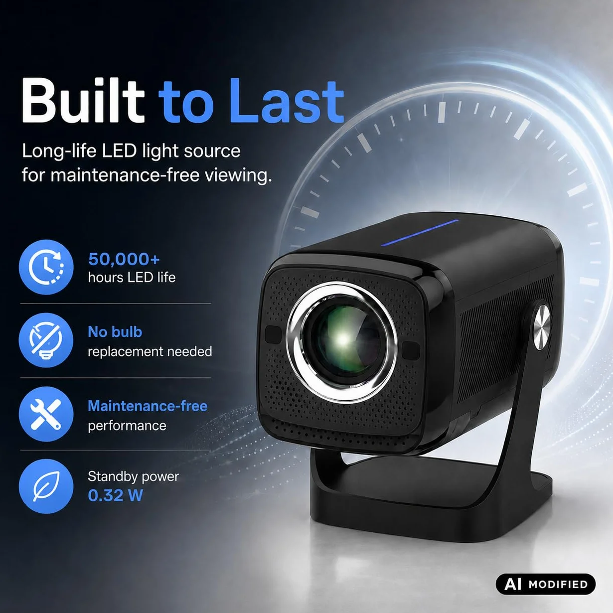 Denver PR-4852 projektor LED 4K UHD, 700 ANSI lumenów, kontrast 8000:1, rozmiar ekranu 45-180 cali