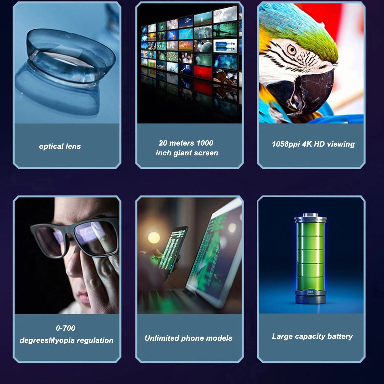 Septpenta Inteligentne Okulary, Okulary Do Oglądania 3D 4K HD, Korekcja Krótkowzroczności Od 0 Do 700 Stopni, Regulowane Noski, Zapewniają żywe, Wyraźne I Realistyczne Wrażenia Wizualne Na Telewizorze