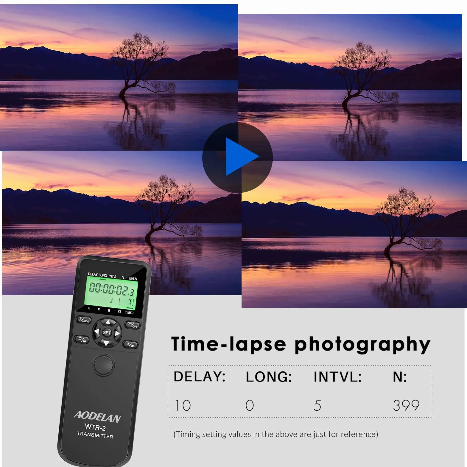 AODELAN Timer pilot zdalnego sterowania zwalniacz migawki bezprzewodowy zestaw do Nikon D3300 D3200 D750 D610 D7200 D5000 D3100 D500 D700 D810 D850 Z7 Z6 Coolpix P1000