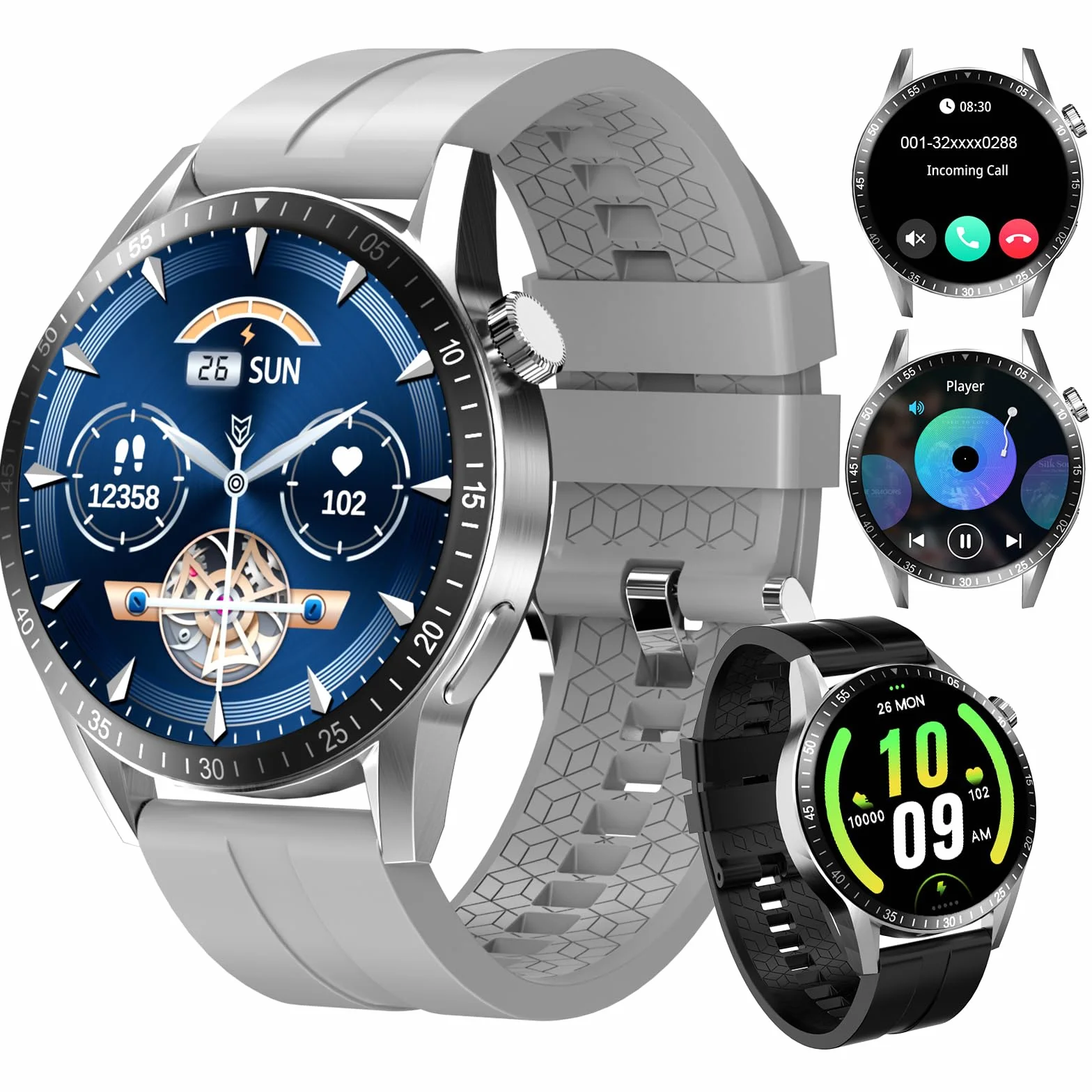 Smartwatch Męski, 1,39" Inteligentny Zegarek z Bluetooth i Funkcją Głośnomówiącą, Zegarek Fitness z 100+ Trybami Sportowymi Monitoruje Tętno z Snu, Wodoszczelny Zegarek dla Androida iOS
