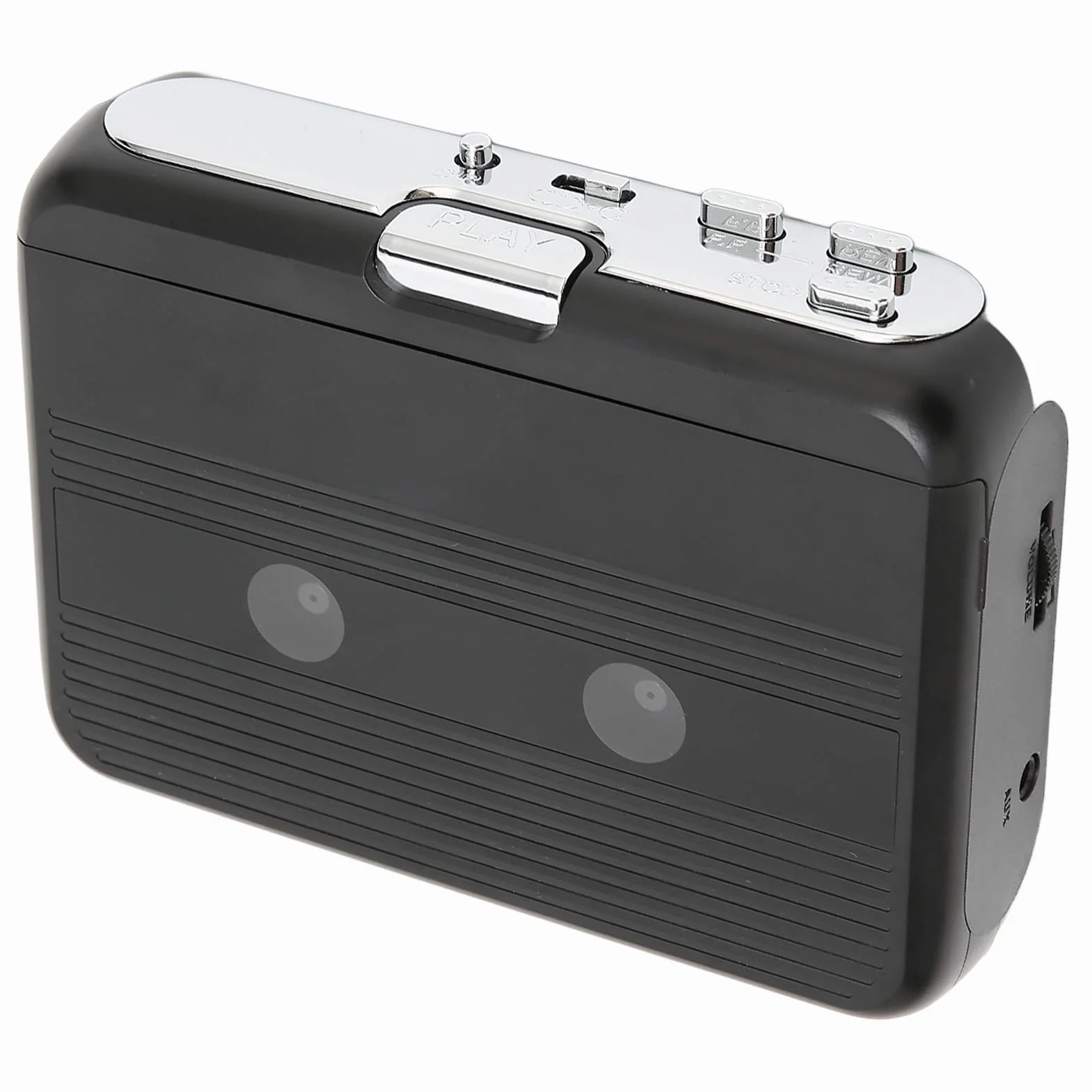 Odtwarzacz Kasetowy, Przenośny Odtwarzacz Kasetowy Bluetooth 5.0 z Funkcją Automatycznego Cofania Słuchawek Stereofoniczny Odtwarzacz Kasetowy z Funkcją Radia FM](Czarny)
