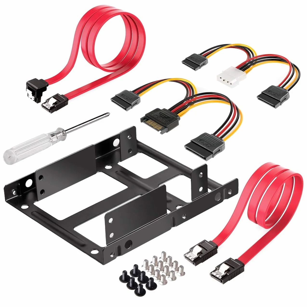 Inateck Ramka montażowa do dysku twardego 2,5" HDD/SSD, 2,5" na 3,5" wewnętrzny podwójny dysk twardy, obsługuje 1 lub 2 SSD/s, w zestawie akcesoria montażowe i kabel SATA 3