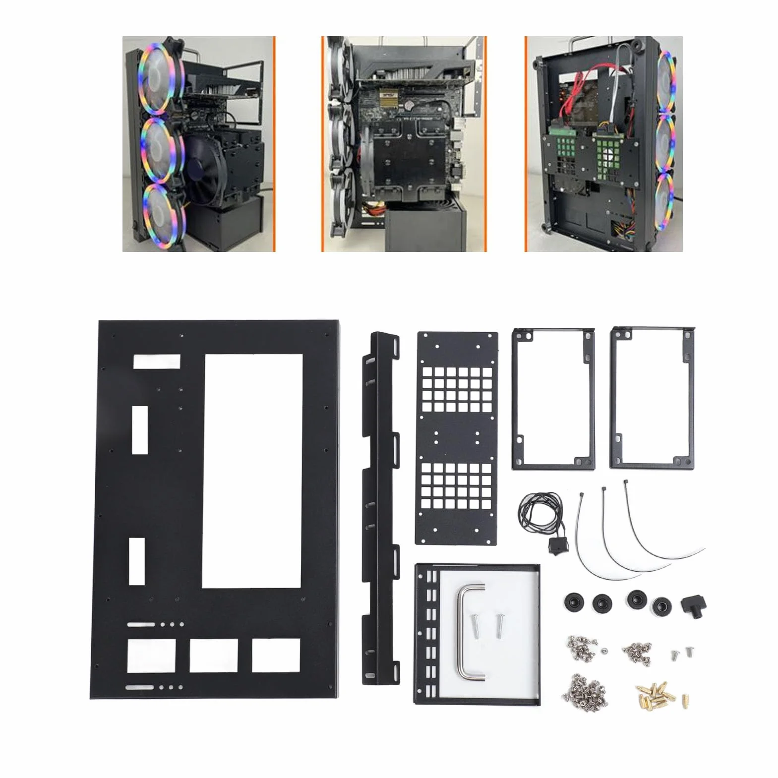 Obudowa Komputera do Gier DIY, Otwarta Obudowa ATX do Płyt Głównych ATX M ATX ITX, Otwarta Rama Obudowy Komputera do Gier z Uchwytem, ​​Akcesoria do Płyt Głównych SSD