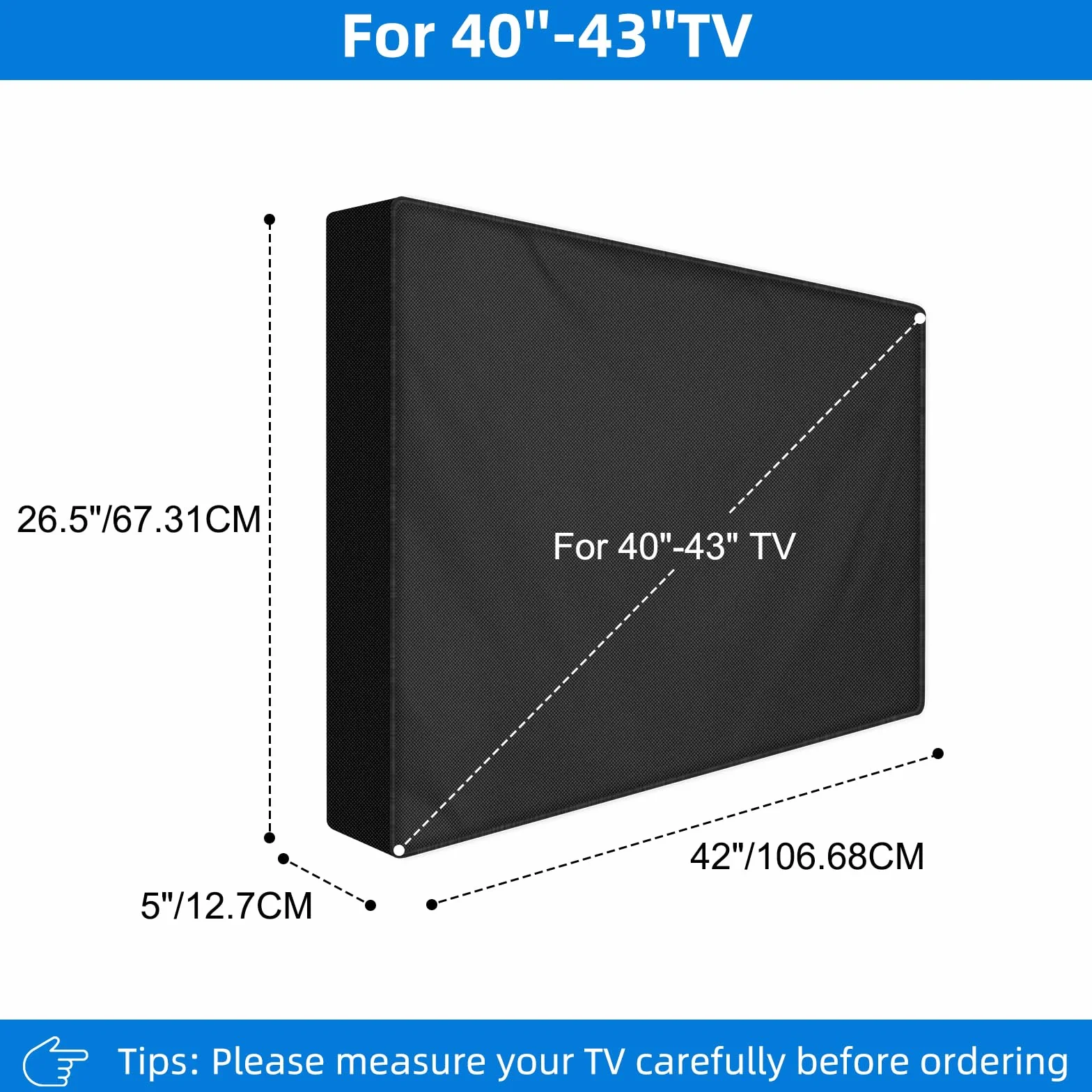 Bonna Rozkładana osłona na telewizor o przekątnej ekranu 40-43", 600D, wiatroszczelna, odporna na rozdarcie tkanina Oxford, 42 x 26,5 x 5 cali (dł. x szer. x wys.)