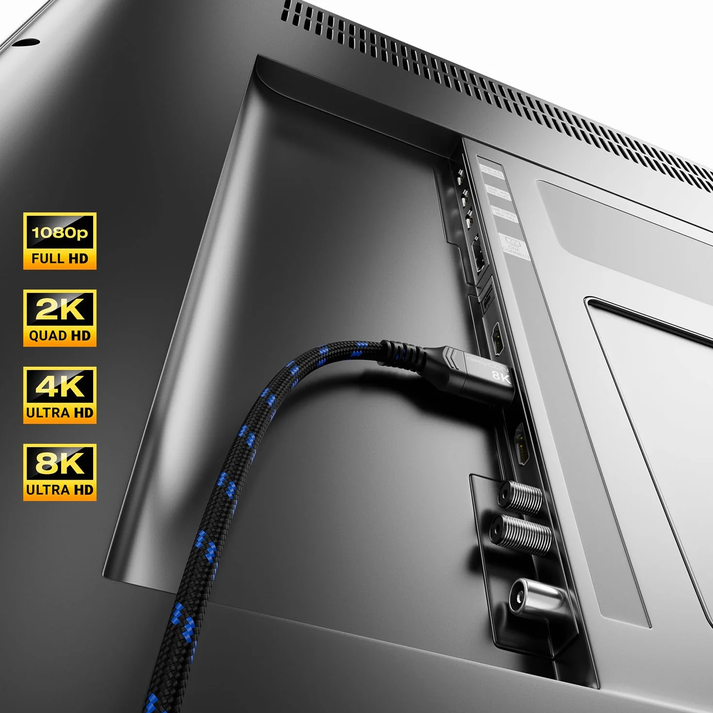 deleyCON 3,0m 8K HDMI 2.1b Kabel (48G, ULTRA Highspeed) Certyfikowany, 8K@60Hz 4K@144Hz 120Hz 2K@144Hz/165Hz EARC HDCP 2.3/2.2 - do DTS:X HDR Dolby Atmos TV PS5 Xbox Soundbar Monitor