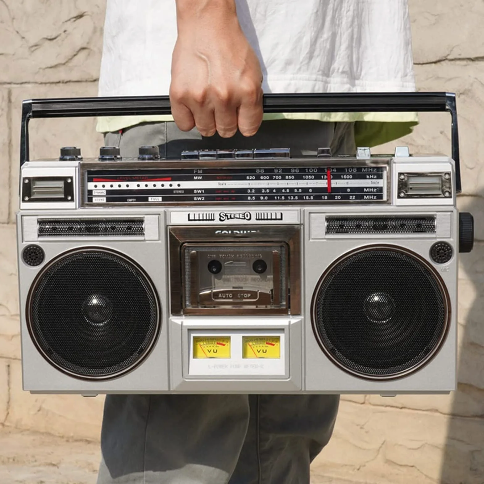 Boombox retro z Bluetooth, odtwarzacz taśmowy CD, radio FM/DAB+, nagrywanie USB do podróży rodzinnej