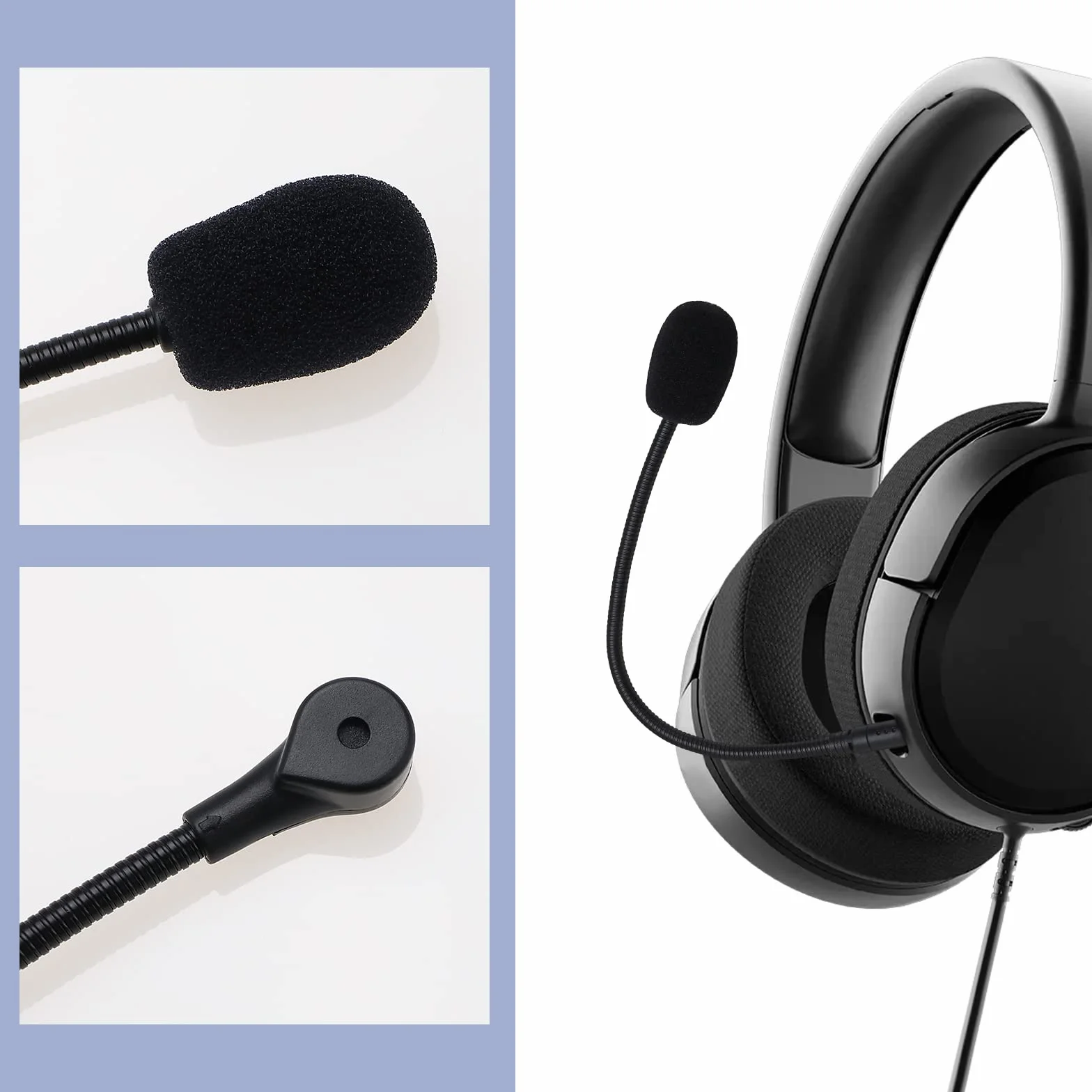Zamienny mikrofon 3,5 mm, 19 cm, redukcja hałasu, odłączany, kompatybilny z SteelSeries Arctis 1, przewodowy bezprzewodowy zestaw słuchawkowy do gier, czarny z piankową osłoną