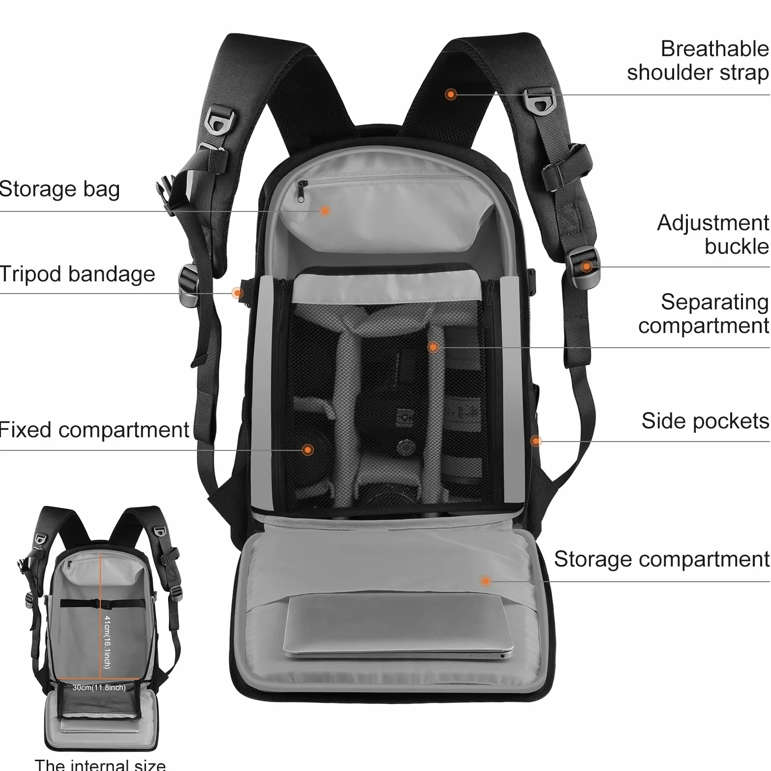 Fututech Torba fotograficzna do DJI Ronin-SC Ronin-S DSLR Camera DSLR Wodoodporny plecak na aparat, stabilizator odporny na zarysowania z osłoną przeciwdeszczową, czarna, czarny