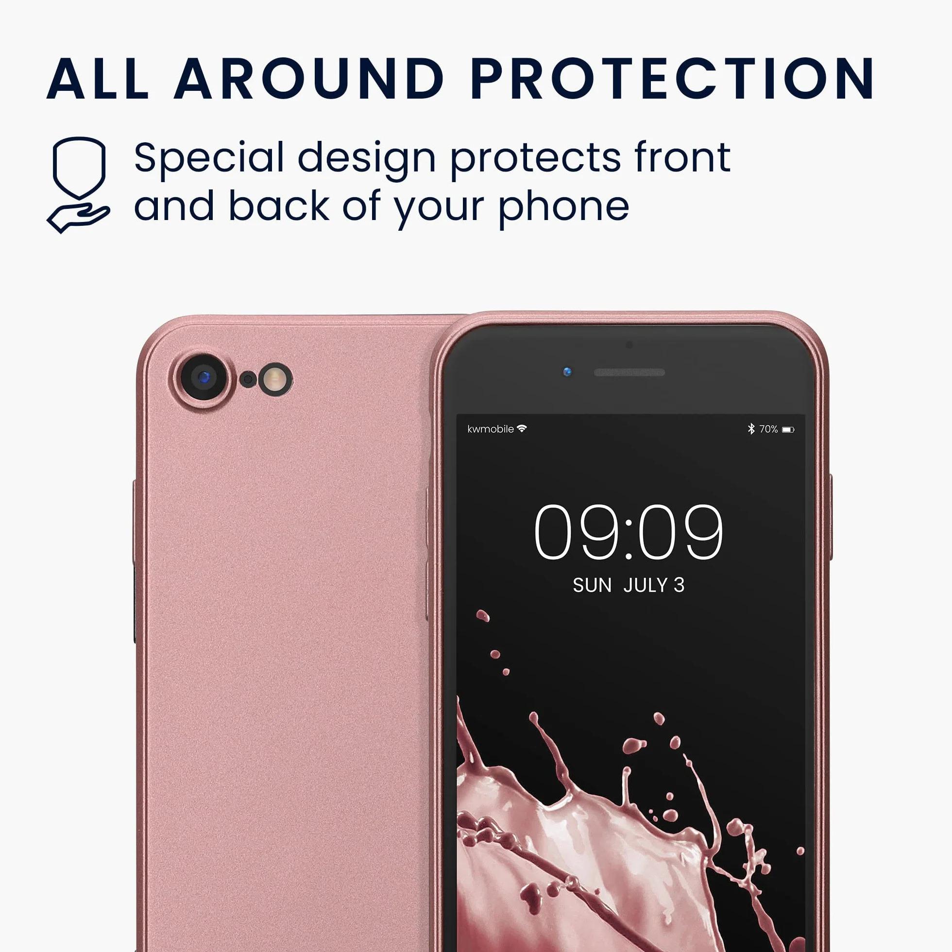 kwmobile Etui Apple iPhone SE 2022/2020 8 7 Miękkie TPU Metalowe Wykończenie Różowe Złoto Metaliczne