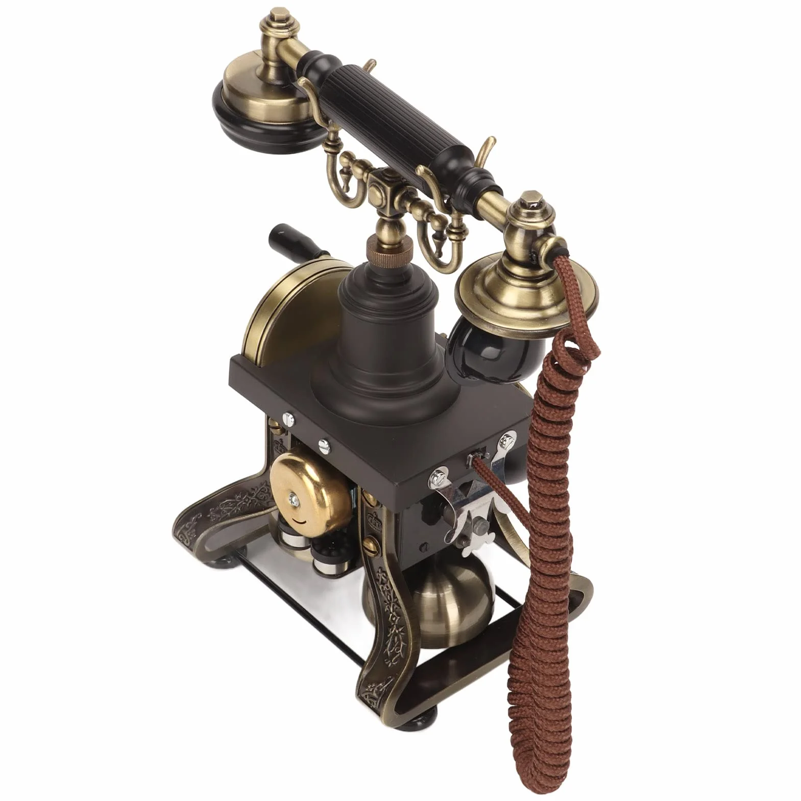 Alomejor Antyczny Telefon Przewodowy Telefon Stacjonarny z tarczą obrotową w Stylu Vintage do Wystroju Wnętrz Stop Cynku w Stylu Retro