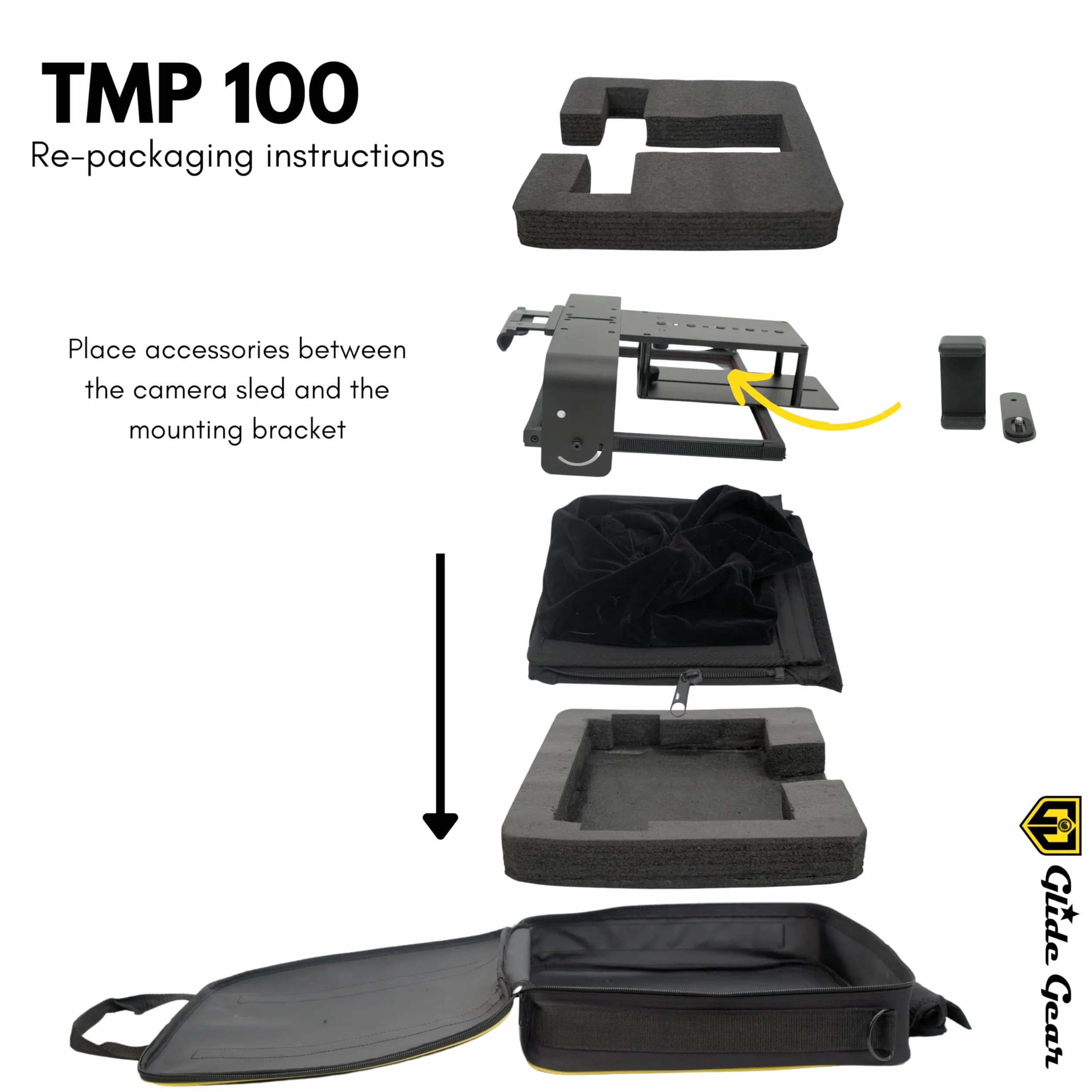 Glide Gear TMP 100 Teleprompter – DSLR, Tablet, Smartphone – 12" Glass, Carry Case, No Assembly