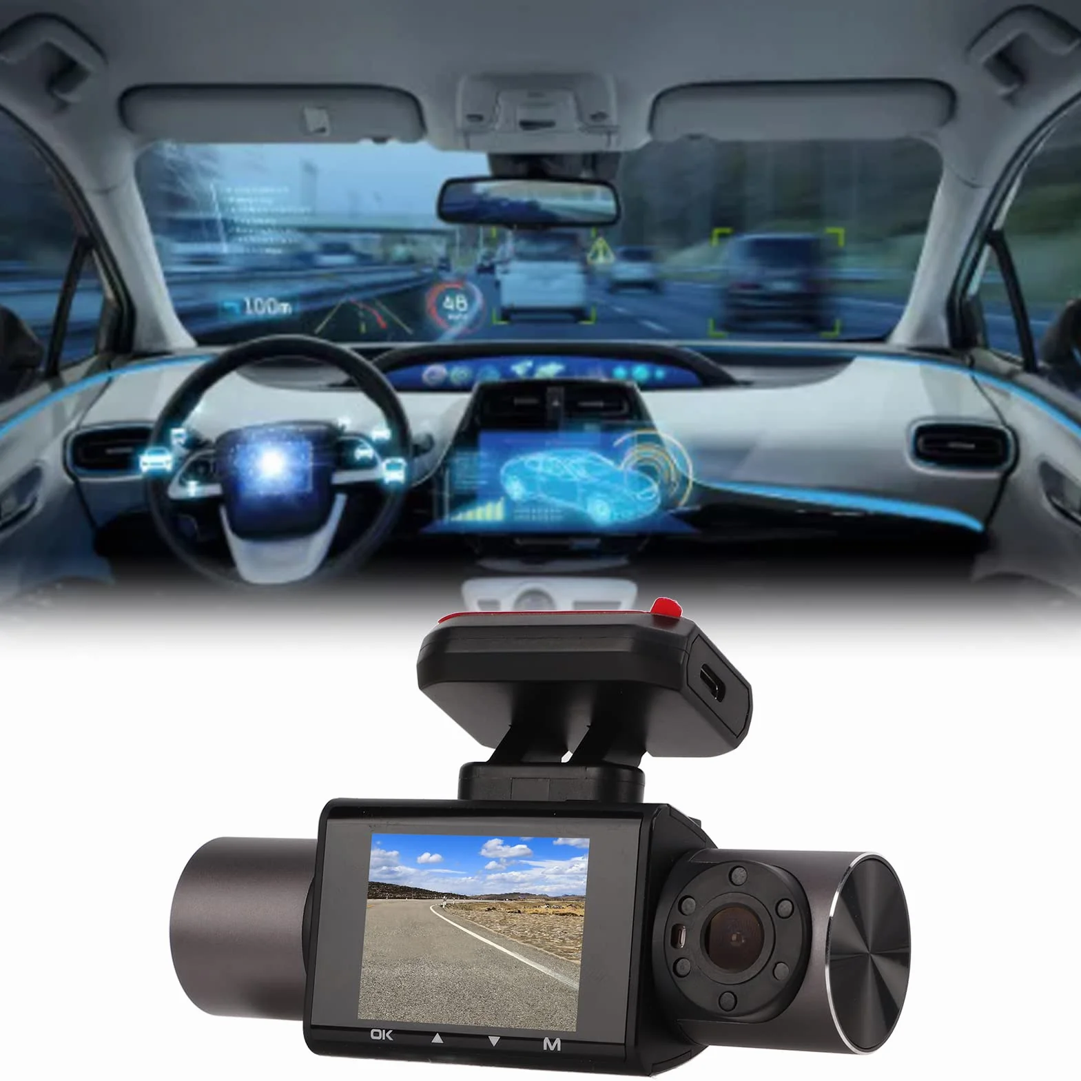 1080 FHD Podwójny obiektyw Monitor do parkowania 2-calowa kamera na deskę rozdzielczą samochodu z nagrywaniem w pętli GPS Rejestrator wideo, aby Twoja jazda była bezpieczniejsza