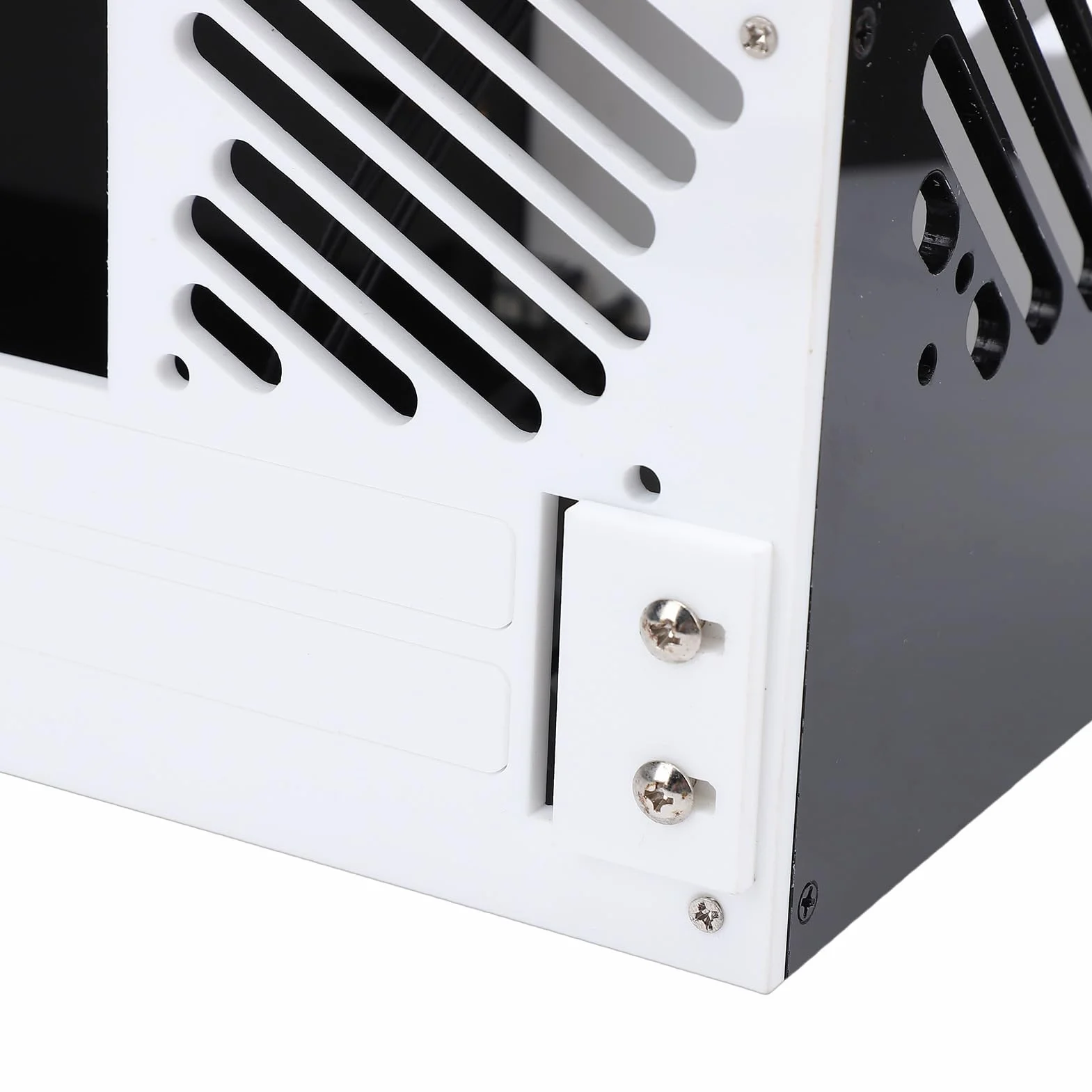 Luqeeg Mała Obudowa Komputera PC, Obudowa Minikomputera ITX z wentylacją 360 Stopni, Obsługa Płyty Głównej ITX 4x2,5-calowe Dyski SSD Dostawa SFX do Komputerów PC do Gier w Domowym Biurze