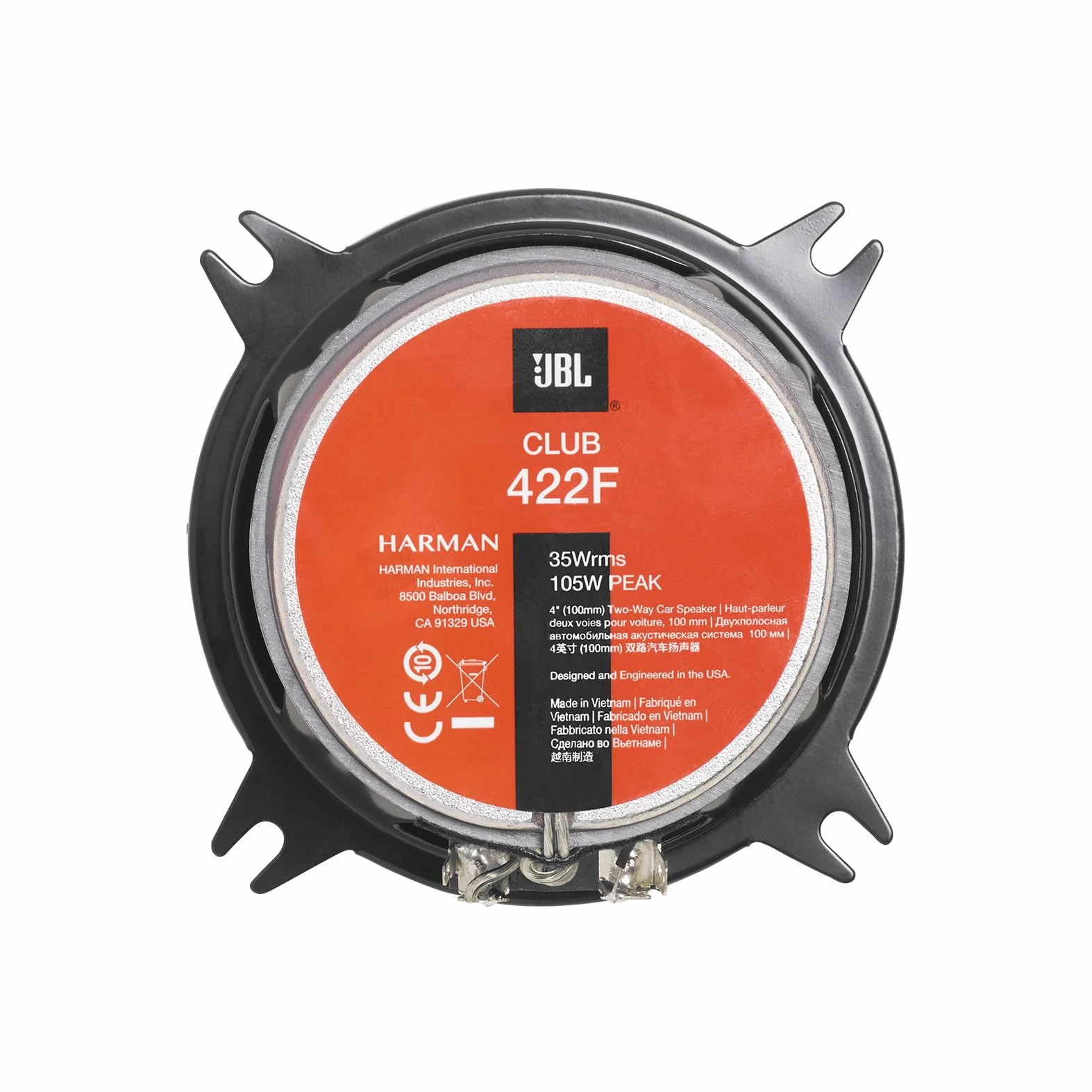 JBL Club 422F 2-drożny zestaw głośników samochodowych firmy Harman Kardon - 105 W Pro Sound Car Audio Box 4 cale | 10 cm | 100 mm