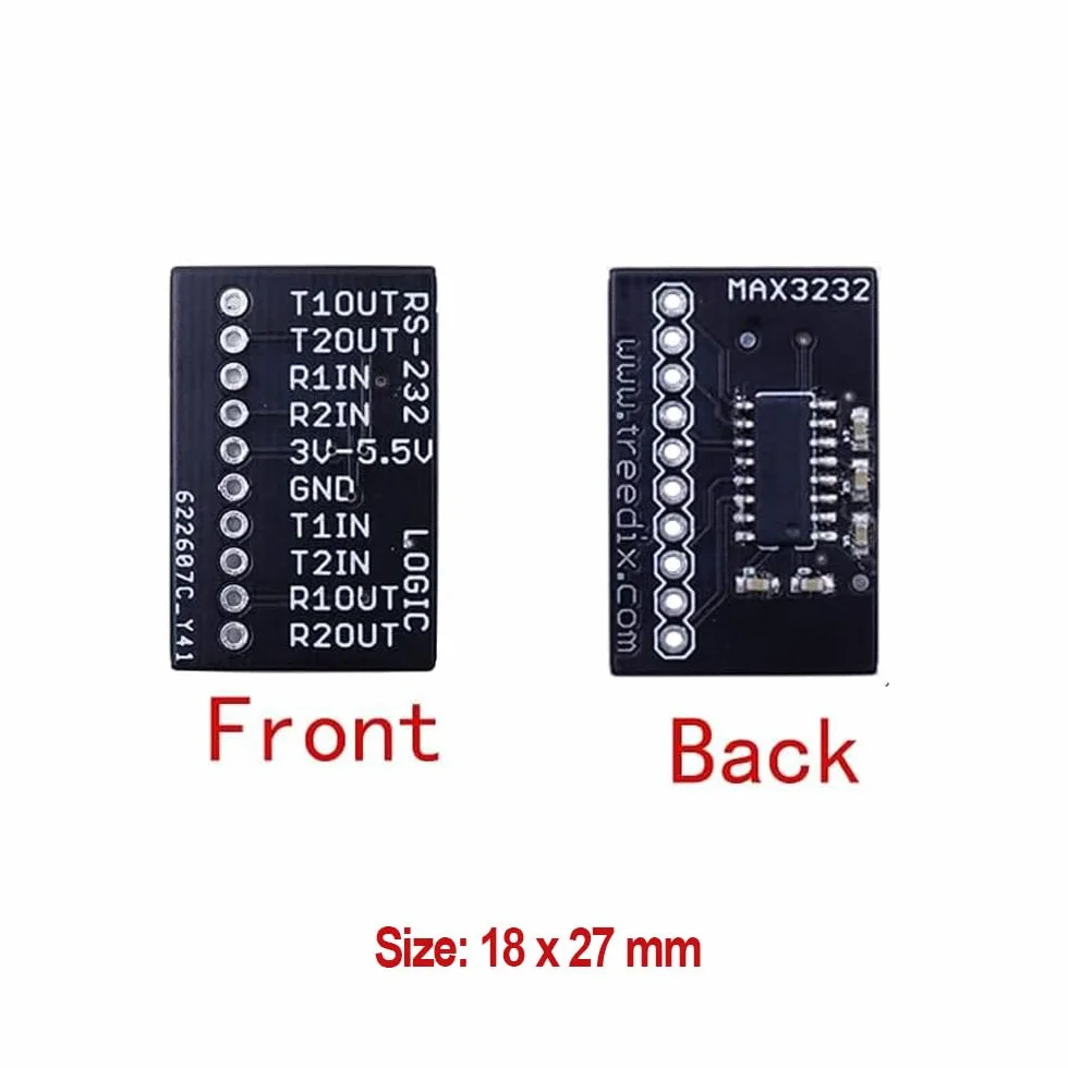 Treedix 2 szt. Mini RS232 na TTL MAX3232 adapter konwertujący płytka nadajnika-odbiornika Breakout Board 3V-5V