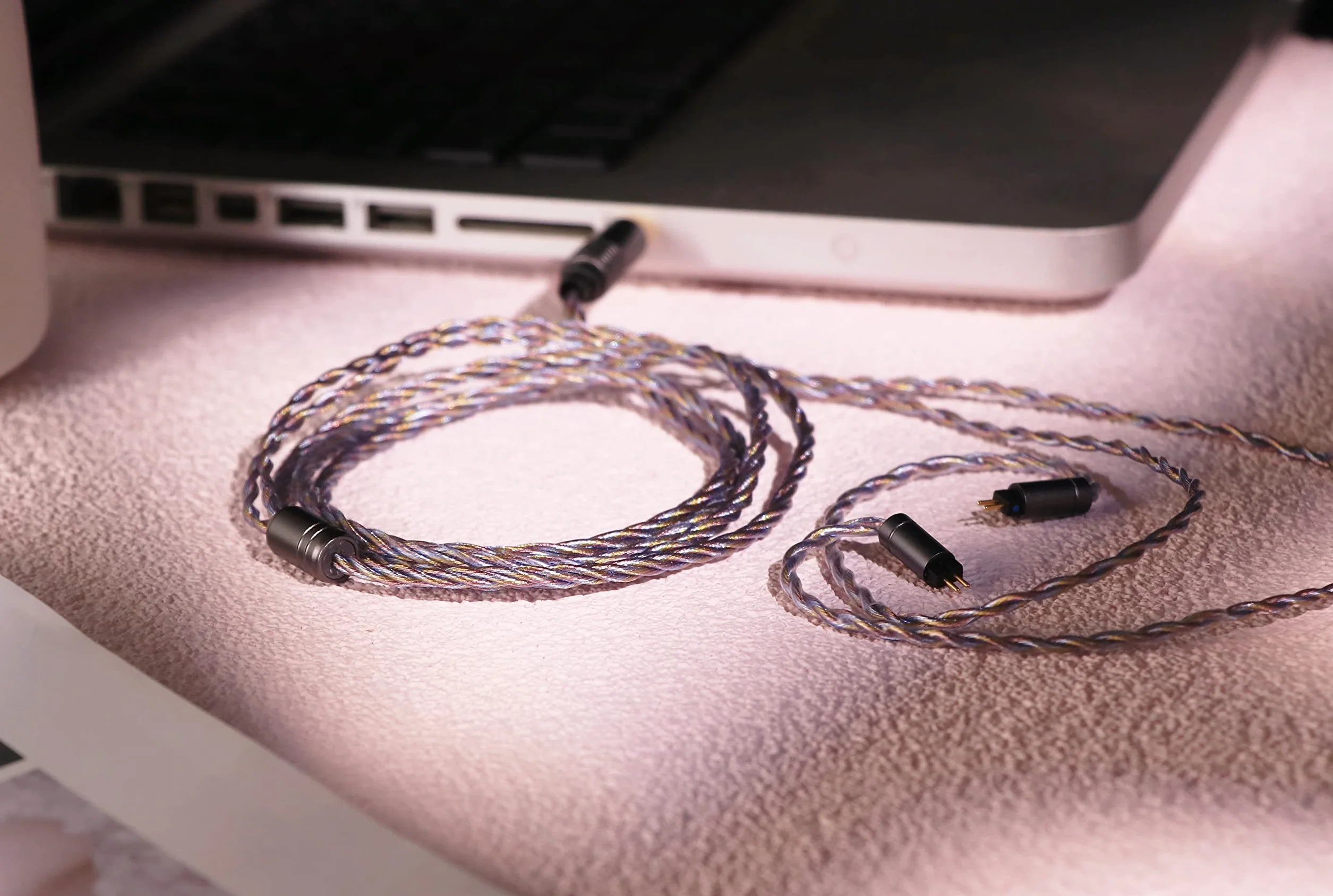 Linsoul Tripowin Zoe ulepszony kabel 4 przewody, czysta miedź, pozłacany, 24 AWG, KZ ZS10 PRO TINHIFI T2 T3 Plus (2-biegunowy, 0,78 mm)