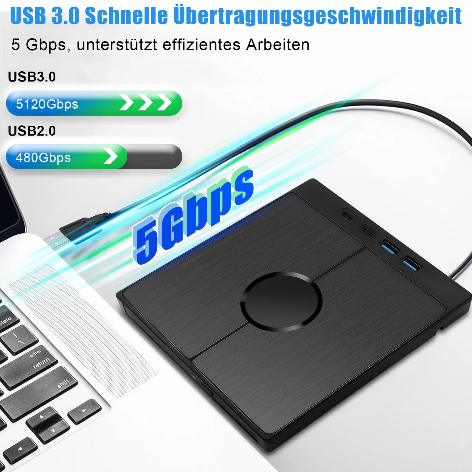 Zewnętrzny napęd DVD USB 3.0 SD/TF do laptopa MacBook Windows Linux