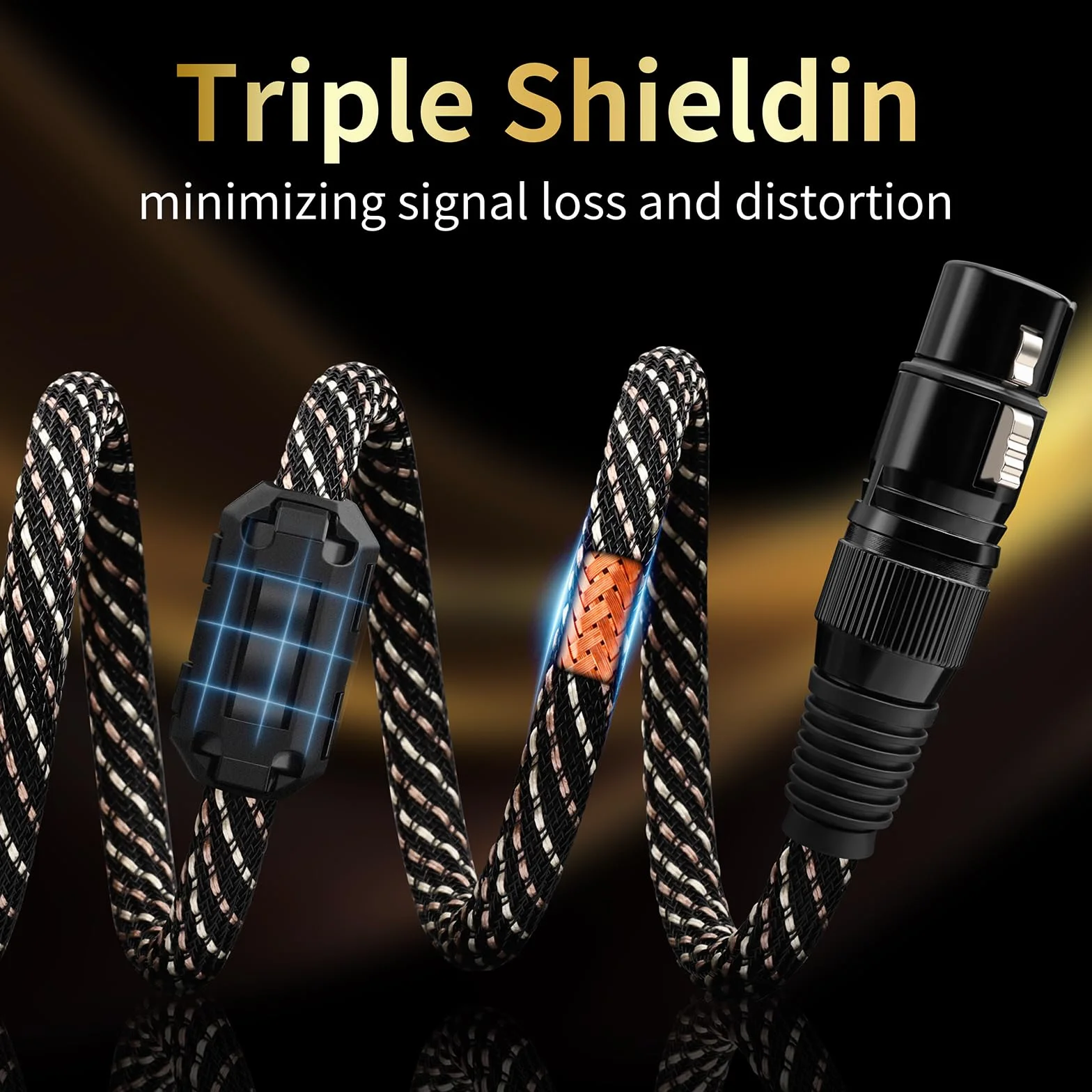 Audiophile 1,5 m podwójny RCA męski na podwójny XLR żeński - kabel audio HiFi, rdzeń 4N OFC, pozłacana wtyczka, nylonowy oplot, kabel subwoofera, kompatybilny ze wzmacniaczami, mikserami