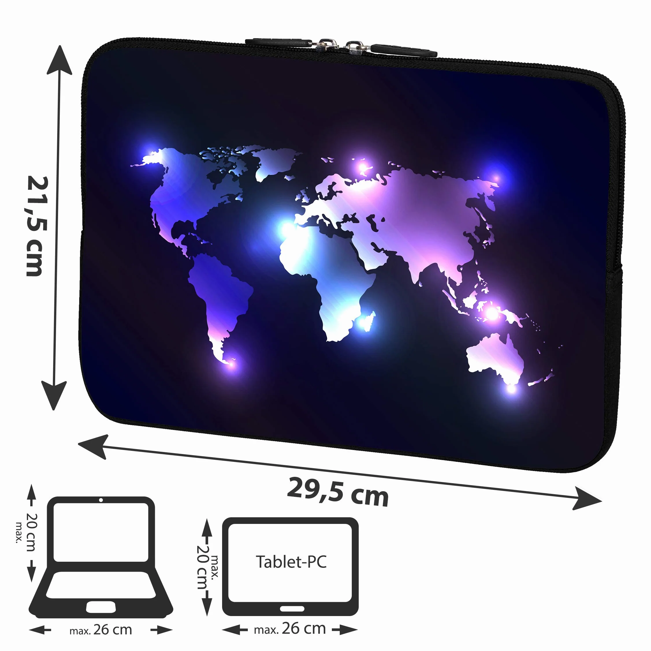 PEDEA torba na tablet pokrowiec projekt rękaw na 25 cm, ciemny świat