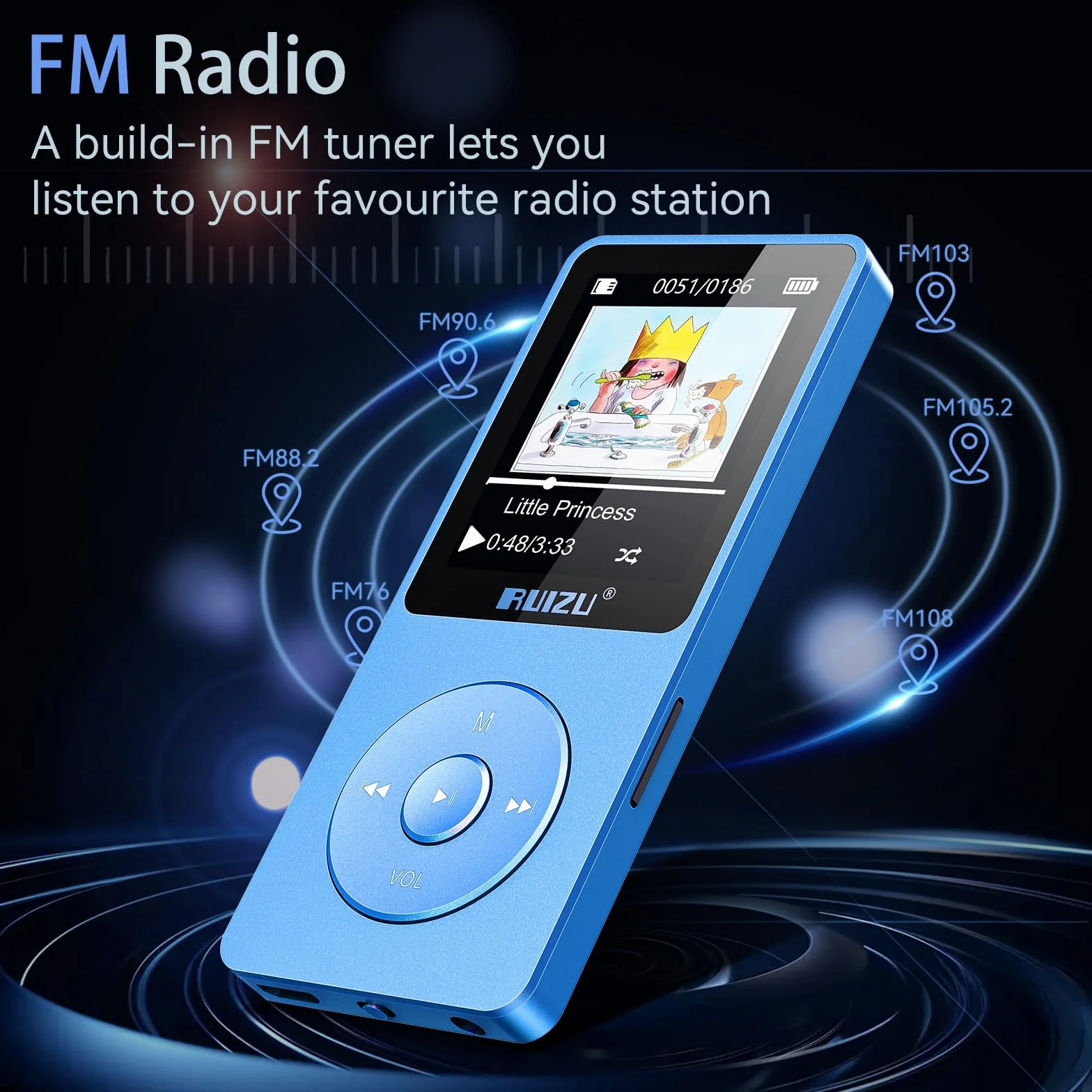 Odtwarzacz MP3 64GB z Bluetooth 5.3, super lekki (30 g), czas pracy do 80 godzin, ekran 1,8", idealny do uprawiania sportu, dla dzieci i dorosłych, obsługuje karty TF do 128 GB.