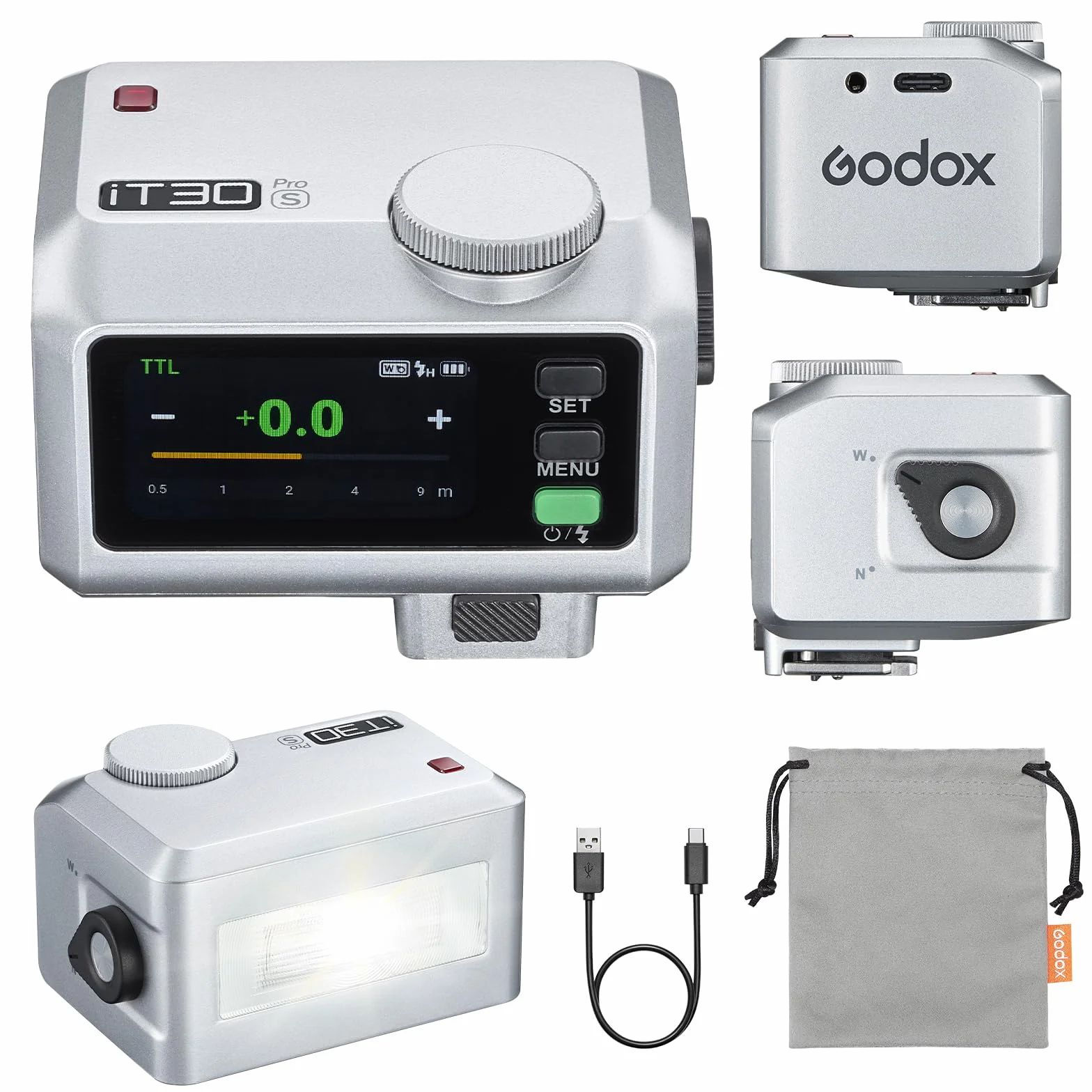 GODOX iT30Pro-S lampa błyskowa do aparatu, automatyczny system ekspozycji TTL 2,4 GHz z szybką synchronizacją 1/8000s, mała lampa błyskowa z kolorowym ekranem dotykowym