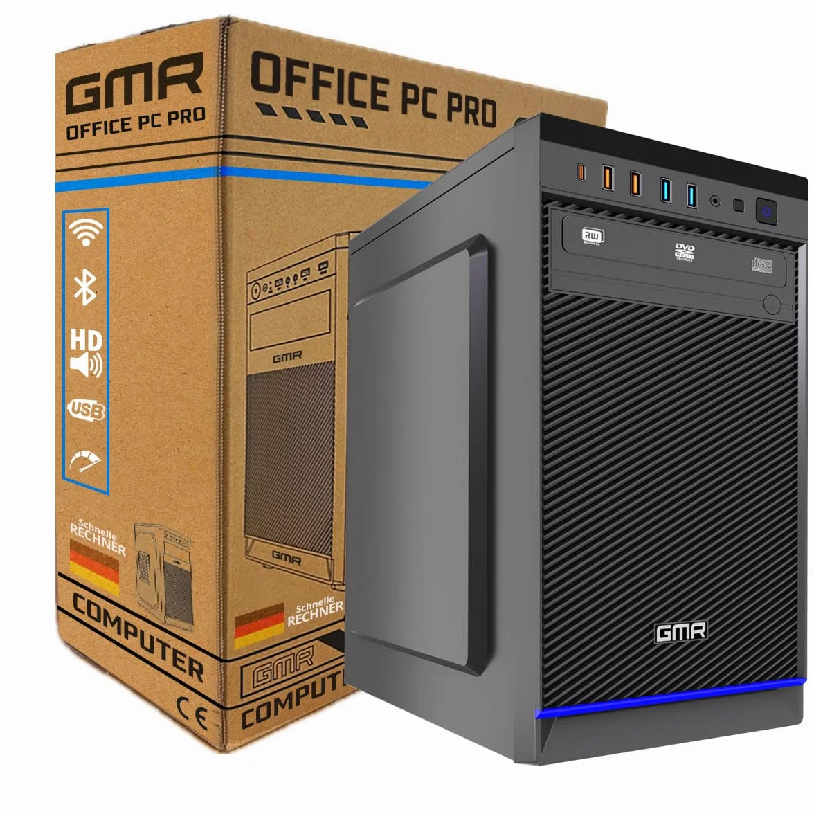 GMR Ultra i7 komputer biurowy – komputer biurowy | 16 GB RAM | 512 GB SSD M.2 | DVD±RW | USB 3 | Windows 11 Pro | WiFi Bluetooth