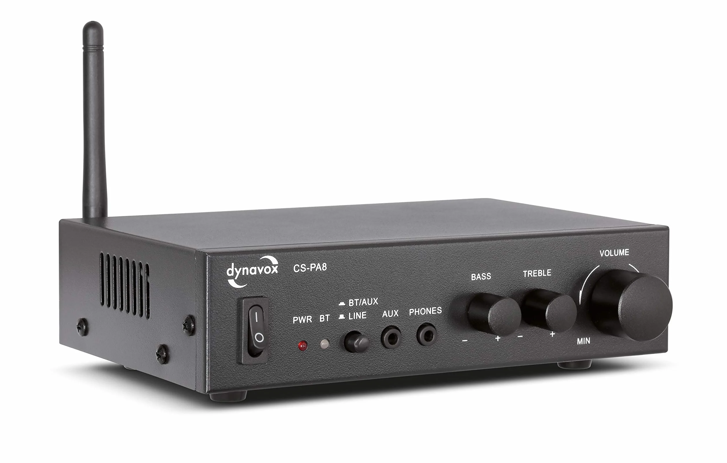 Dynavox Mini wzmacniacz CS-PA8, wzmacniacz cyfrowy stereo, zaciski przyłączeniowe, zintegrowana antena BT i złącze słuchawkowe, czarny