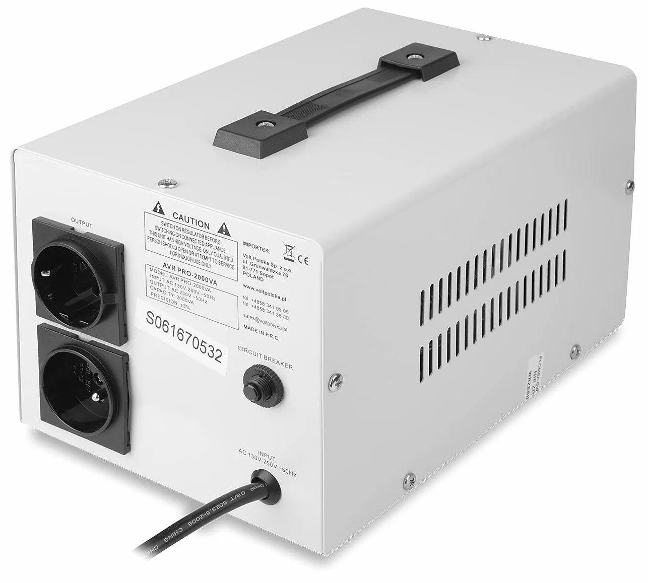 Volt Polska Avr Pro 2000 Stabilizator Napięcia, Biały, 2.79 x 24.64 x 16.51 cm