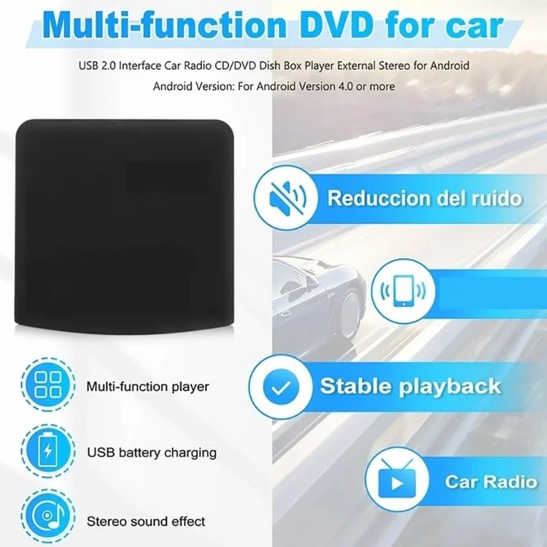 Uniwersalny przenośny zewnętrzny multimedialny odtwarzacz DVD USB. Obsługa pudełek na płyty samochodowe