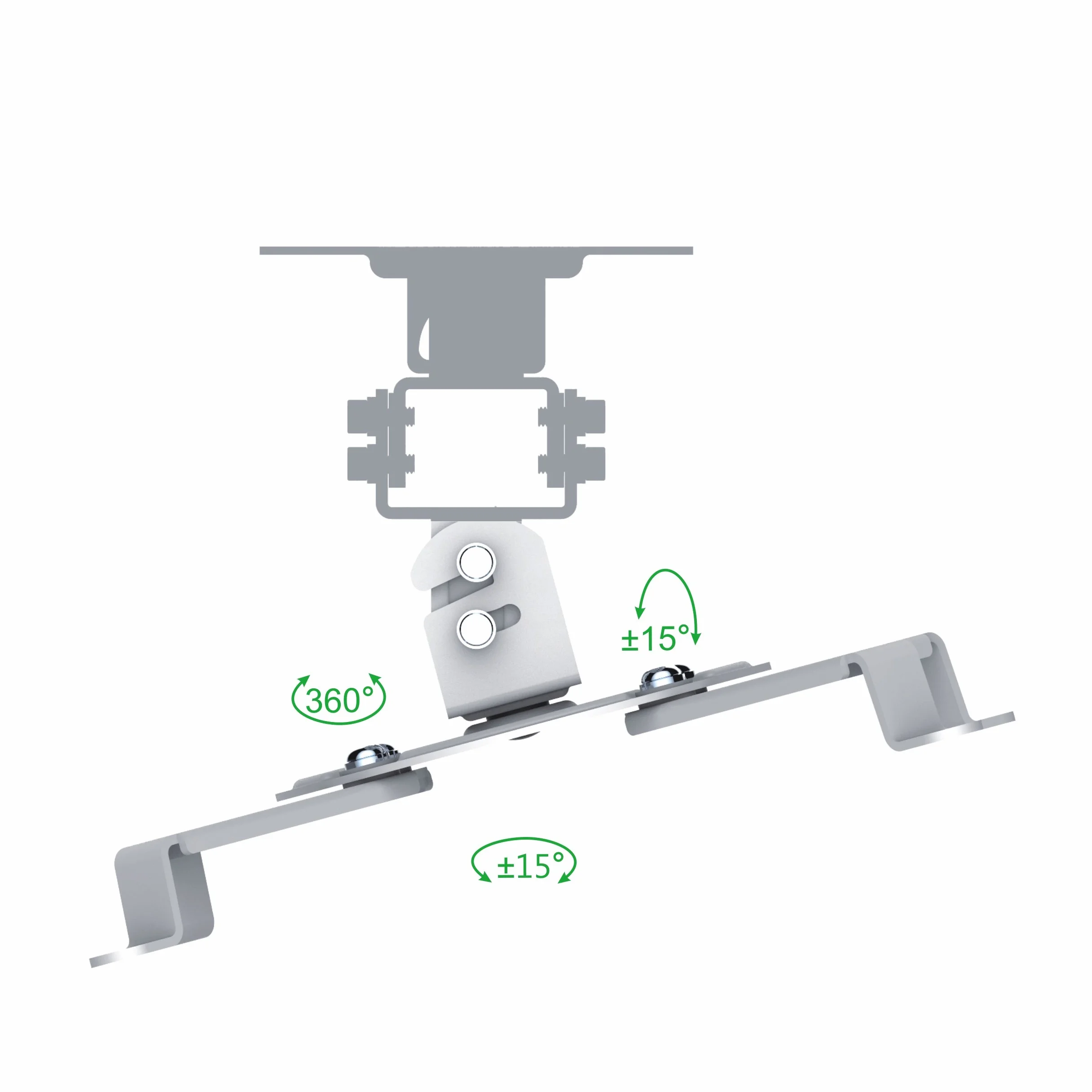 conecto CC50280 uchwyt sufitowy do projektora, możliwość pochylenia od -15° do +15°, obracany o 360°, rozstaw sufitowy 150 mm, nośność maks. 13,5 kg, uniwersalny zakres montażu 54-320 mm, biały