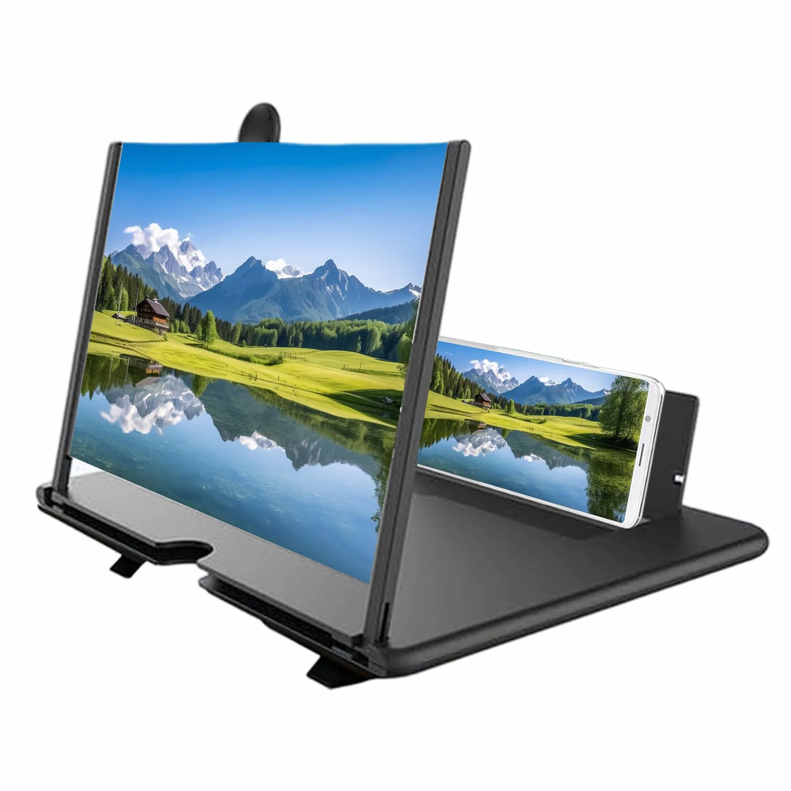 Lupa telefon komórkowy, 3D HD, powi?kszanie filmów wideo, wysuwany ekran HD, niebieskie ?wiat?o, sk?adany uchwyt wzmacniacza, lupa do wszystkich smartfonów (czarny/bia?y/czerwony)