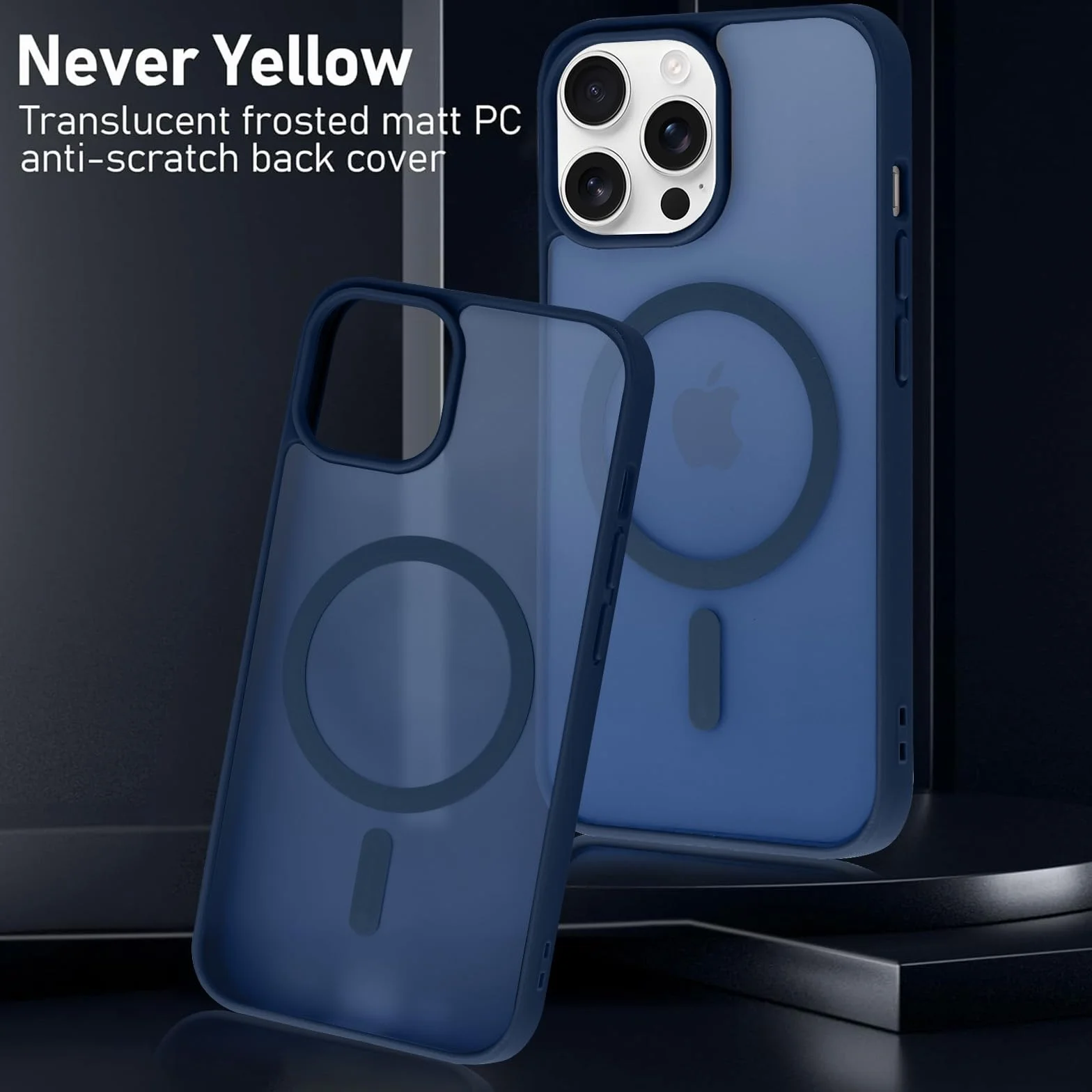 Pasek na telefon komórkowy iPhone 16 Pro Max, z taśmą, matowe, magnetyczne etui na telefon komórkowy, kompatybilne z Mag Safe, półprzezroczysty poliwęglan + TPU, odporne na uderzenia, etui