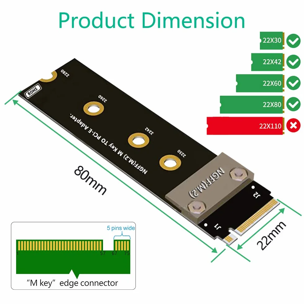 HLT Klucz M.2 NGFF M do PCIe 3.0 4X przedłużacz (gniazdo PCI-E pod kątem 90°)